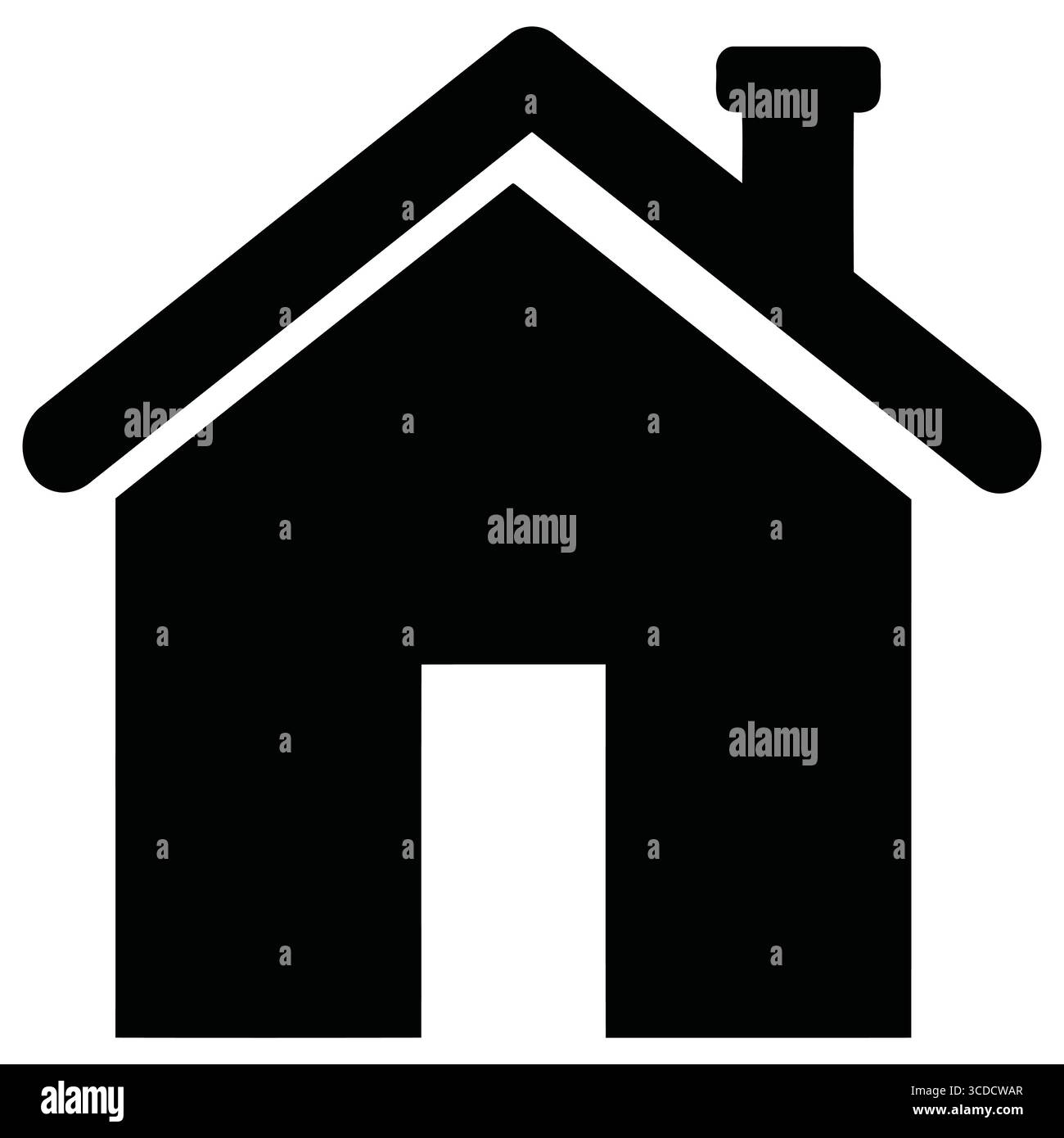 Illustration vectorielle simple de silhouette noire d'une maison avec cheminée et bâtiment de maison de porte Illustration de Vecteur