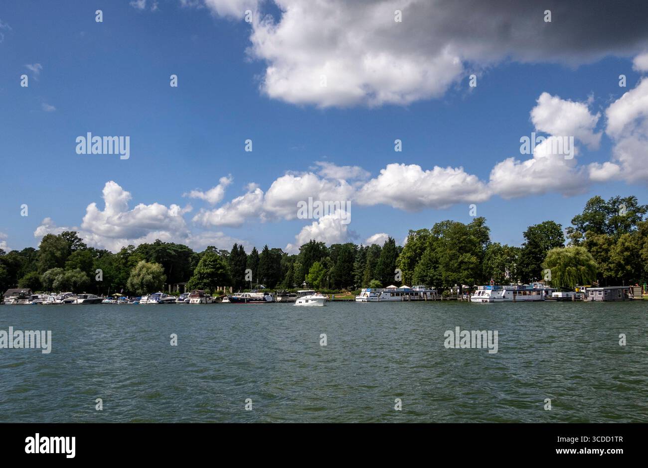 Bad Saarow : Idylle für Wassersportler. - Zahlreiche Segel- und Motorjachten haben am Ufer des Scharmützelsees BEI Bad Saarow Landkreis Oder-Spree fest Banque D'Images