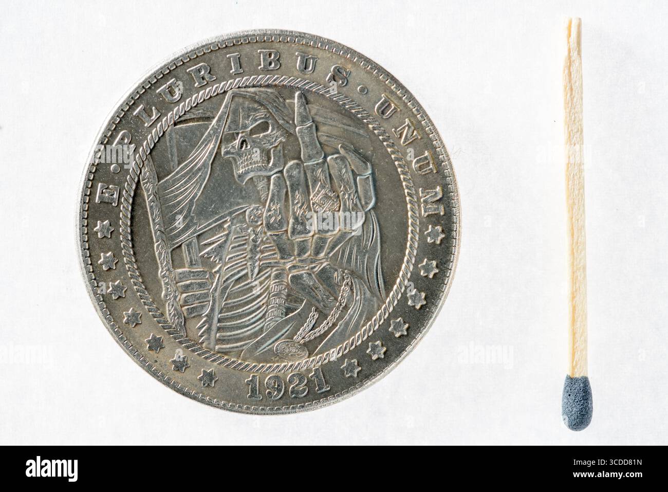 Hobo Morgan Dollar réplique, US Morgan Dollar (1921) pièce d'argent (avers, face avant) Banque D'Images