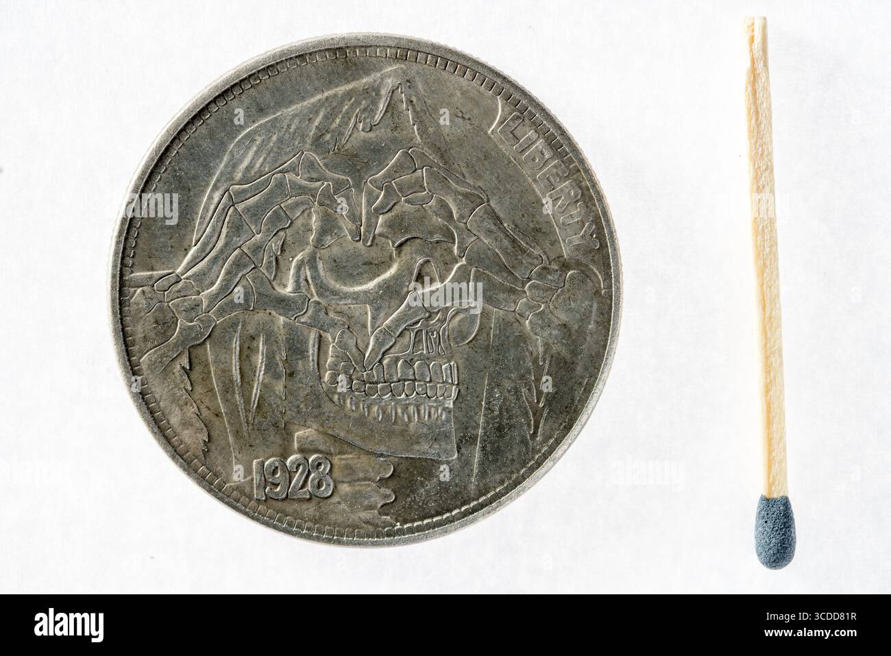 Hobo Morgan Dollar réplique, US Morgan Dollar (1928) pièce d'argent (avers, face avant) Banque D'Images