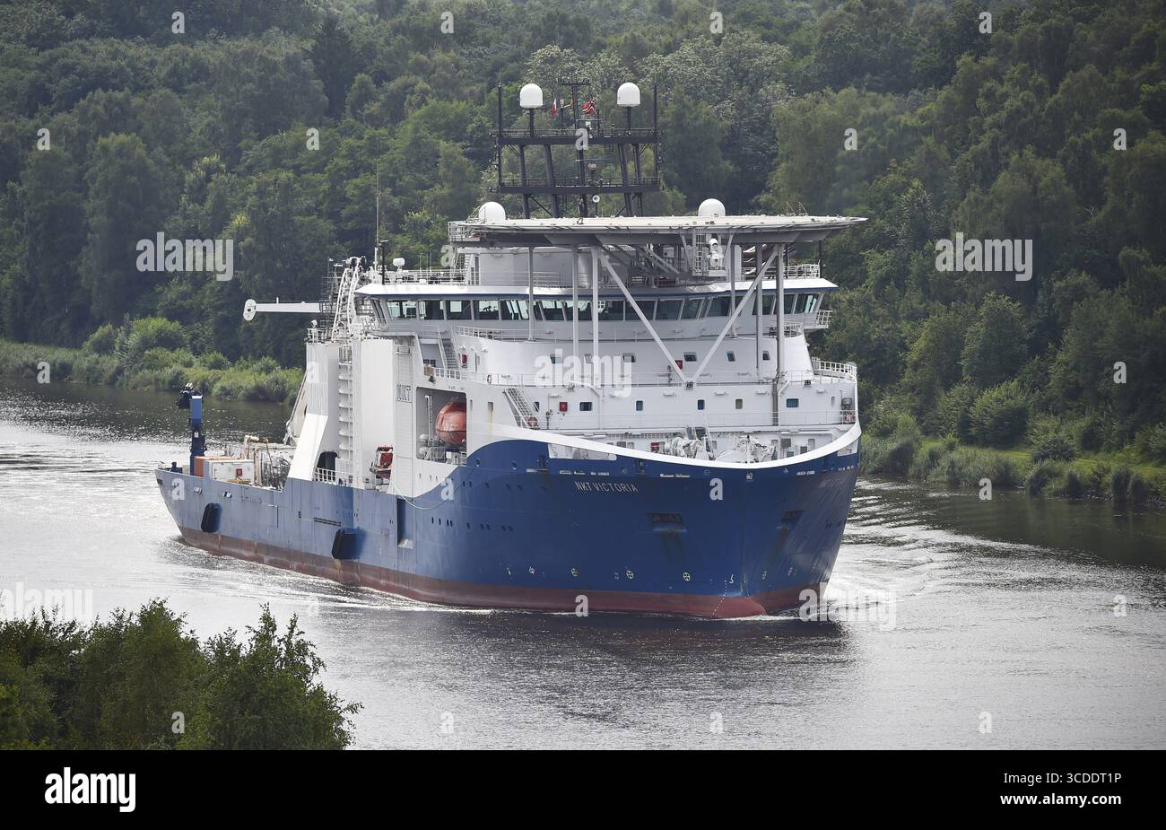 Porte-câble, porte-câble maritime, navire, navire, navire spécialisé, NKT VICTORIA navigue dans le canal de Kiel, NOK, canal de Kiel, canal de Kiel, Schleswig-Holstei Banque D'Images