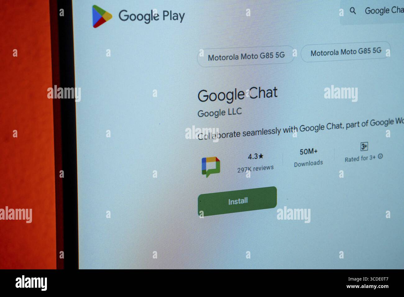 Page d'installation de Google Chat sur le site Web Google Play Banque D'Images