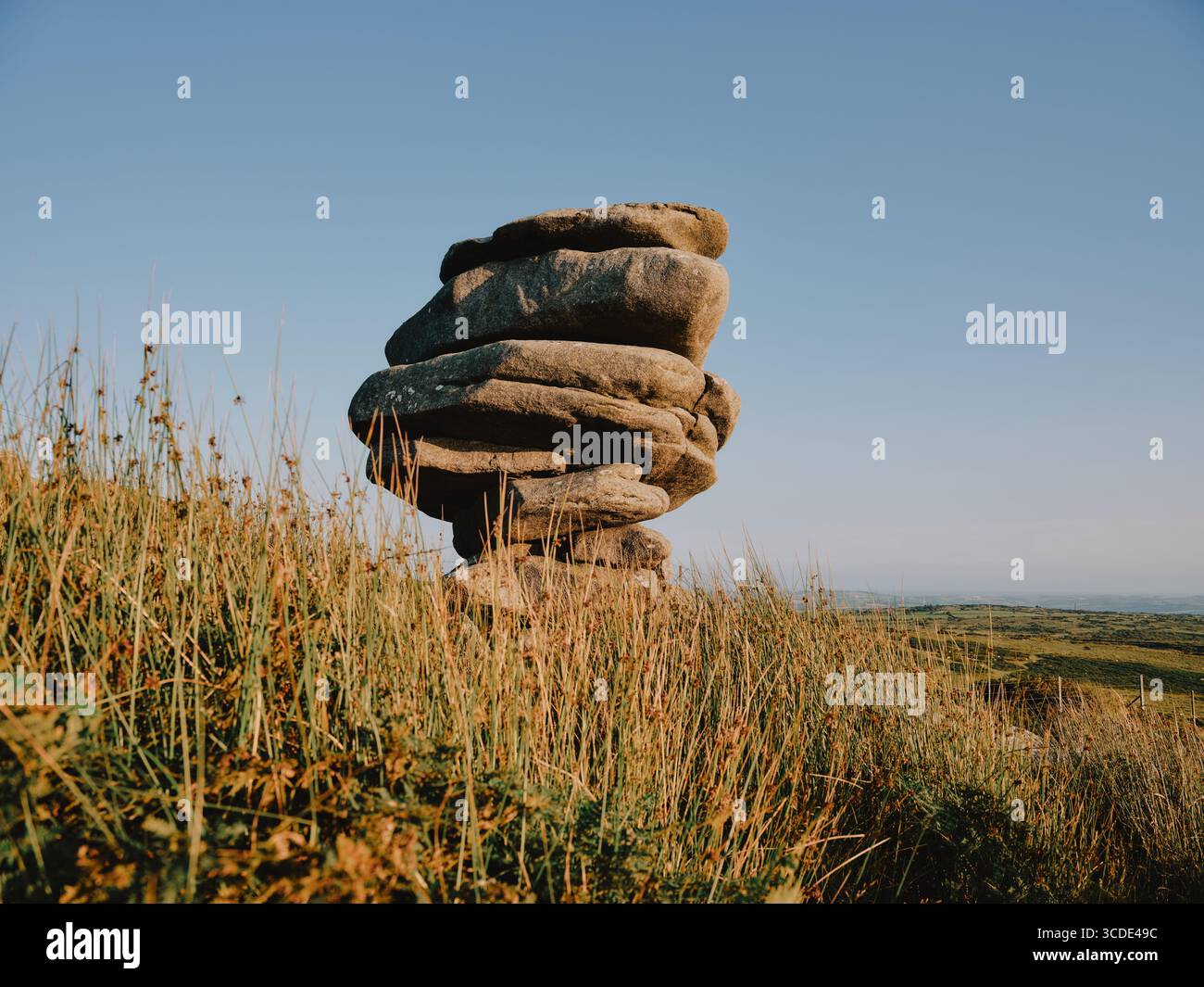 La formation rocheuse de granit Cheesewring sur Stowes Hill, Bodmin Moor, Minions, Cornwall Angleterre UKStowes Hill, Banque D'Images