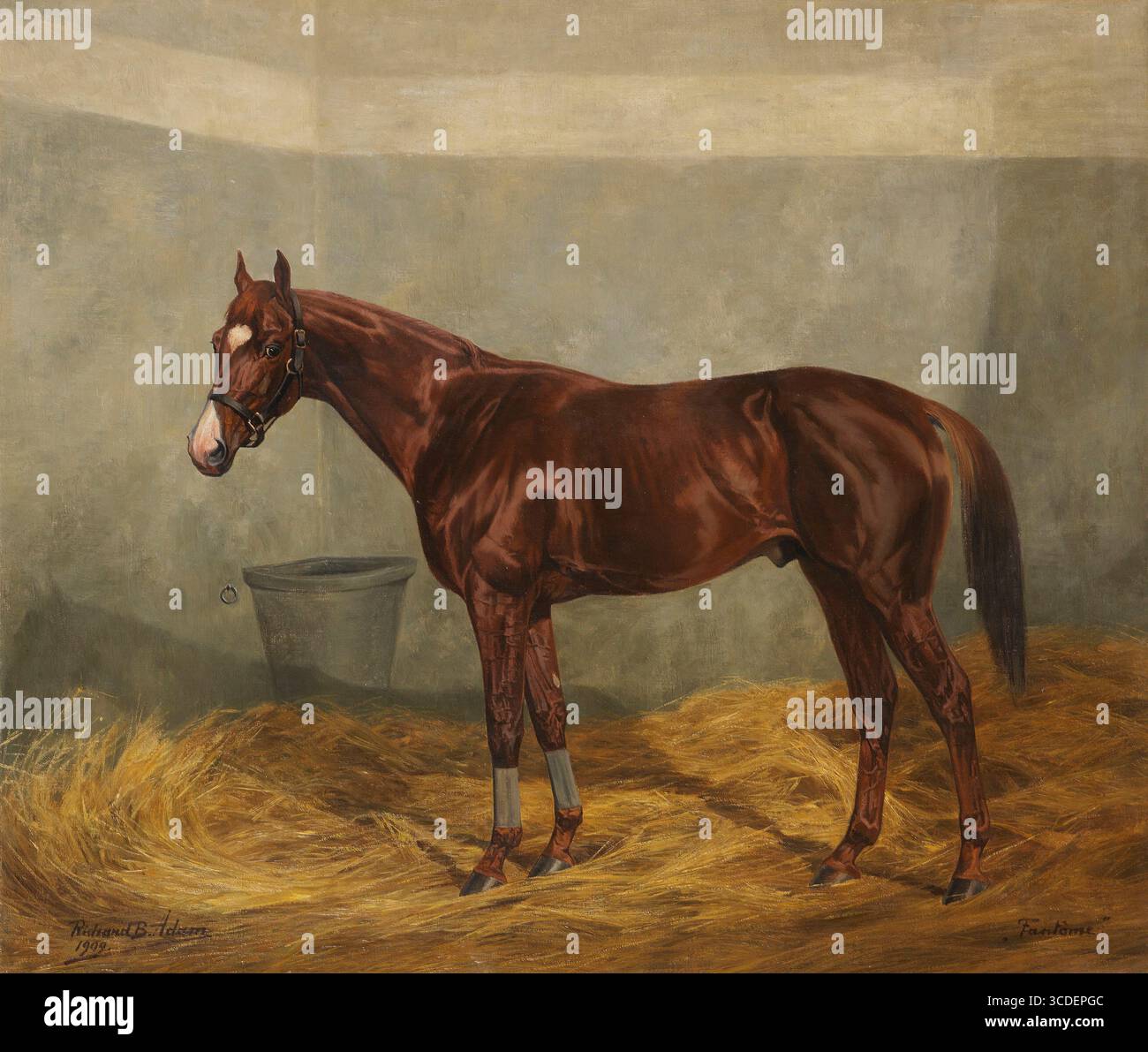 Le cheval de course 'Fantôme'. 1909. Huile sur toile. Par Richard Benno Adam (5 mars 1873 à Munich ; 20 janvier 1937 en classe) était un portraitiste et peintre équestre allemand. Banque D'Images