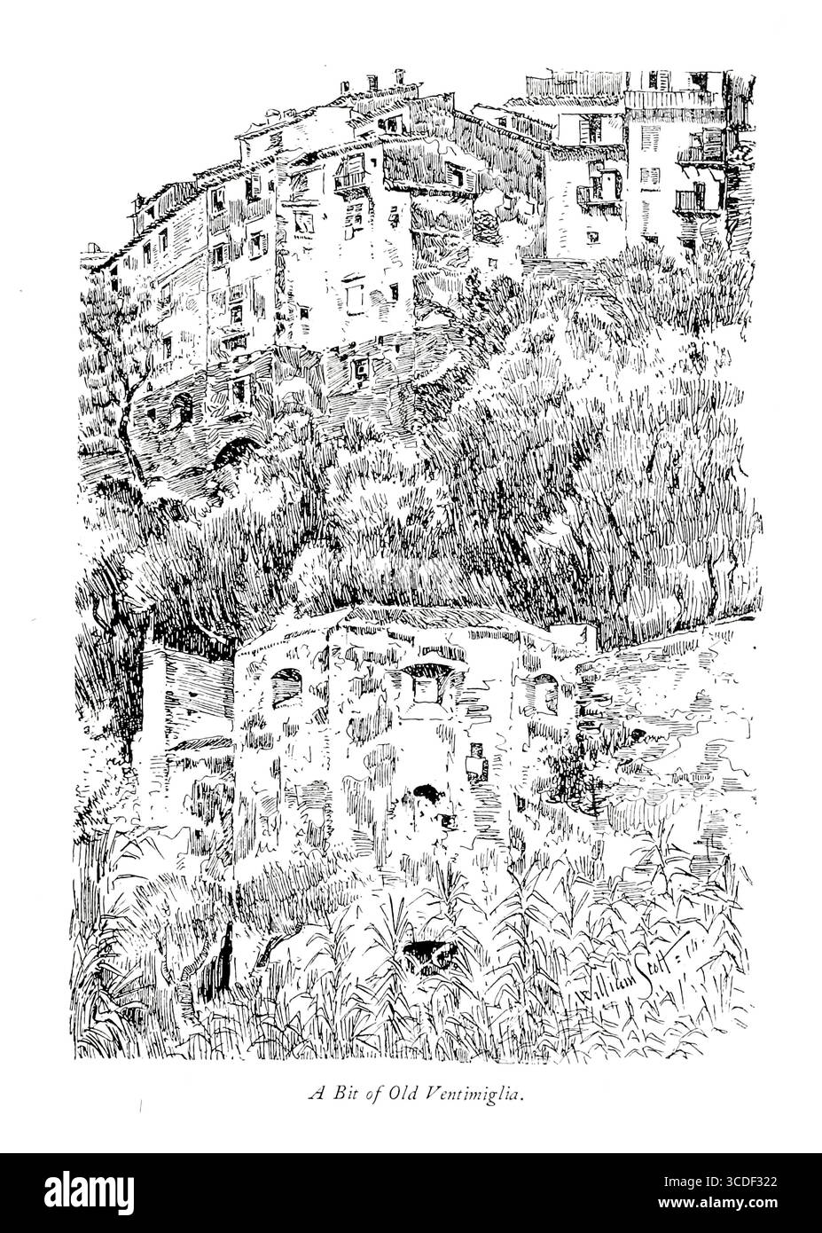 Un peu de Vieux Vintimille, province d'Imperia, Ligurie, Italie du Nord. Une illustration tirée de 'Rock villages of the Riviera' par William Scott publié par Adam et Charles Black 1898 Banque D'Images
