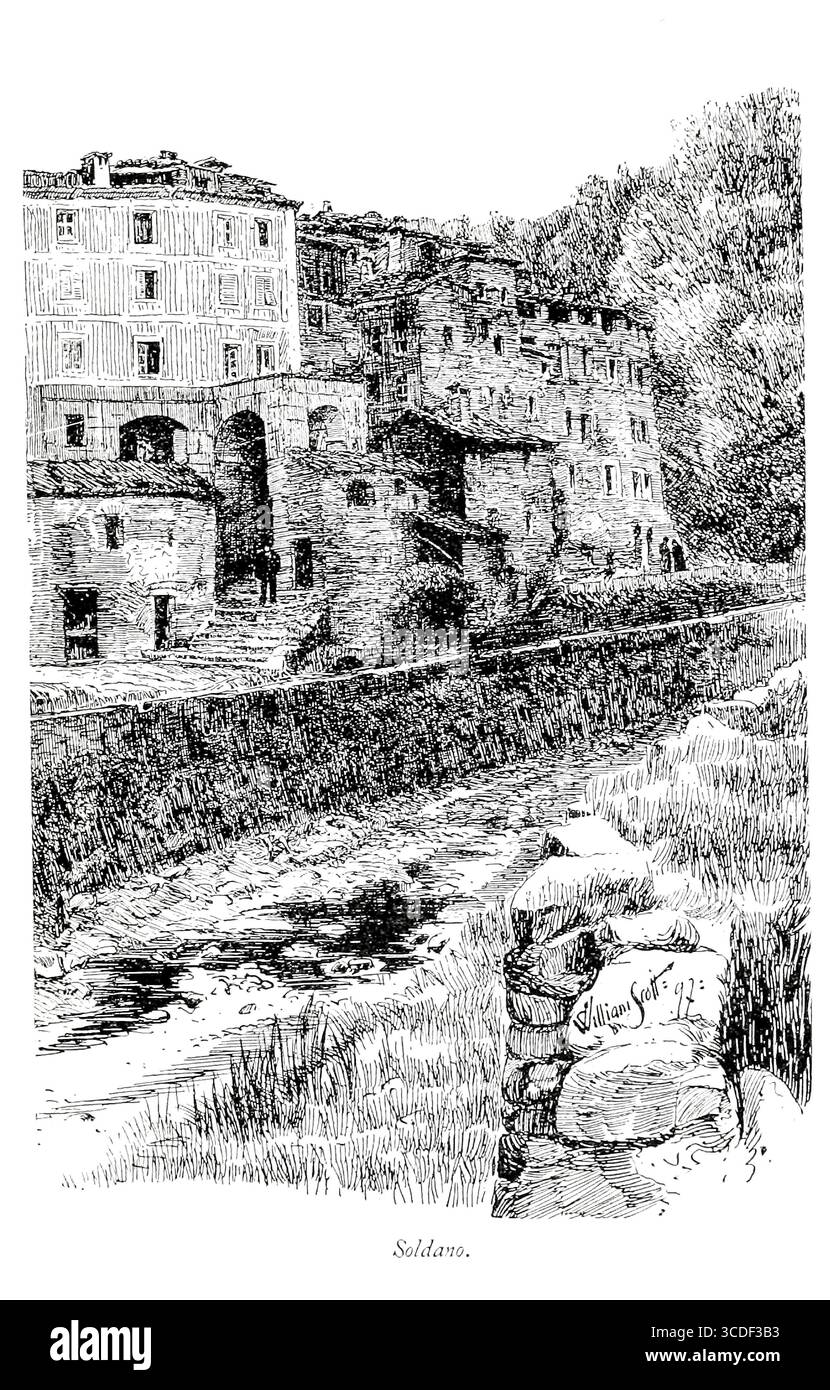 SOLDANO Province of Imperia, Ligurie, Italie illustration tirée de ' villages rocheux de la Riviera ' par William Scott publié par Adam et Charles Black 1898 Banque D'Images