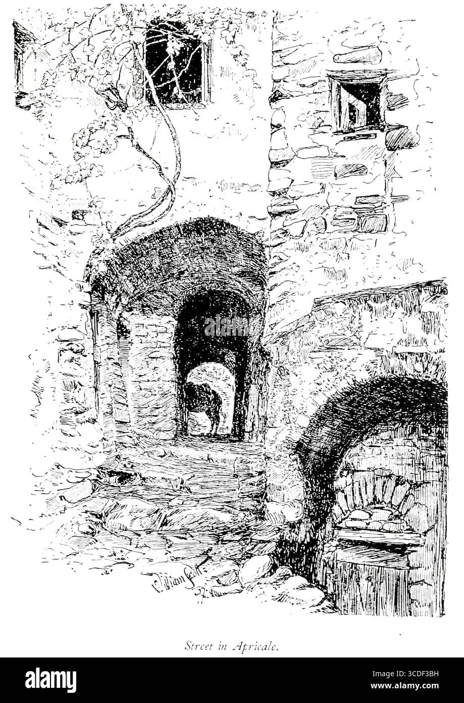 Rue à Apricale Province of Imperia, Ligurie, Italie une illustration tirée de 'villages rocheux de la Riviera' par William Scott publié par Adam et Charles Black 1898 Banque D'Images
