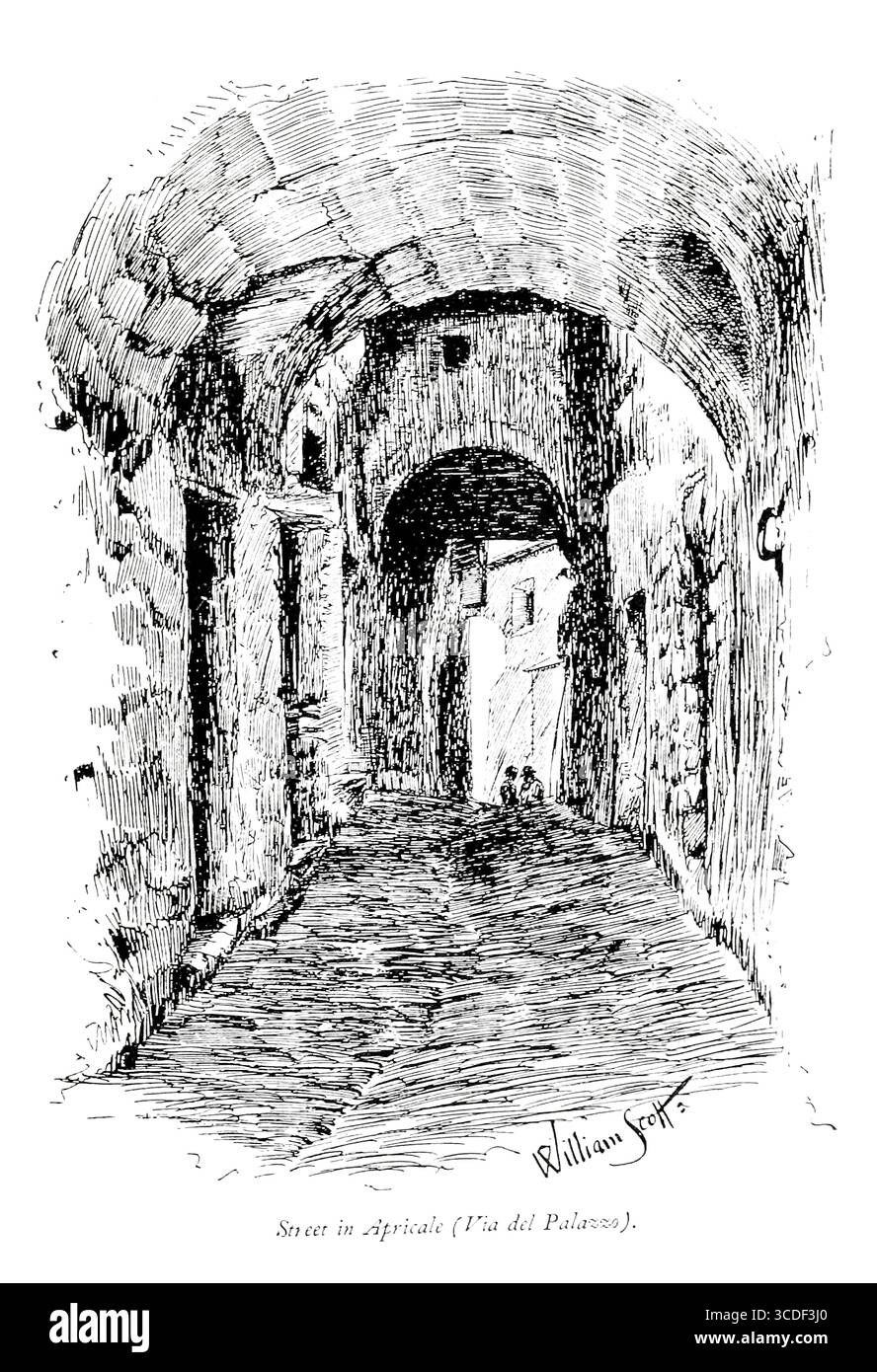 Rue d'Apricale ( via del Palazzo ) Province d'Imperia, Ligurie, Italie illustration tirée de ' villages rocheux de la Riviera ' par William Scott publié par Adam et Charles Black 1898 Banque D'Images