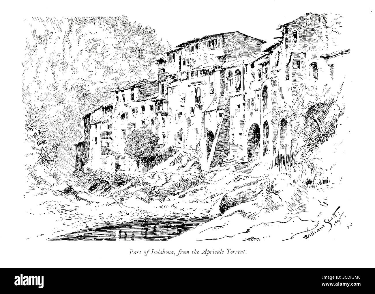 Une partie d'Isolabona, de la province de Torrent Apricale d'Imperia, Ligurie, Italie une illustration de ' villages rocheux de la Riviera ' par William Scott publié par Adam et Charles Black 1898 Banque D'Images