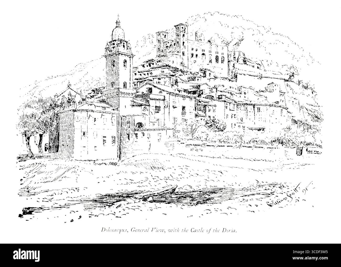 Dolceacqua. Vue d'ensemble avec château de la Doria Province d'Imperia, Ligurie, Italie une illustration de ' villages rocheux de la Riviera ' par William Scott publié par Adam et Charles Black 1898 Banque D'Images Dolceacqua. Vue d'ensemble avec château de la Doria Province d'Imperia, Ligurie, Italie une illustration de ' villages rocheux de la Riviera ' par William Scott publié par Adam et Charles Black 1898 Banque D'Images