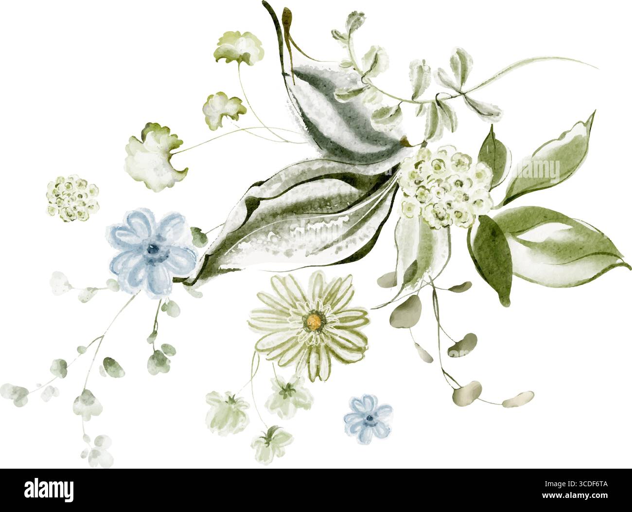 Bouquet de fleurs d'aquarelle avec petites fleurs Illustration de Vecteur