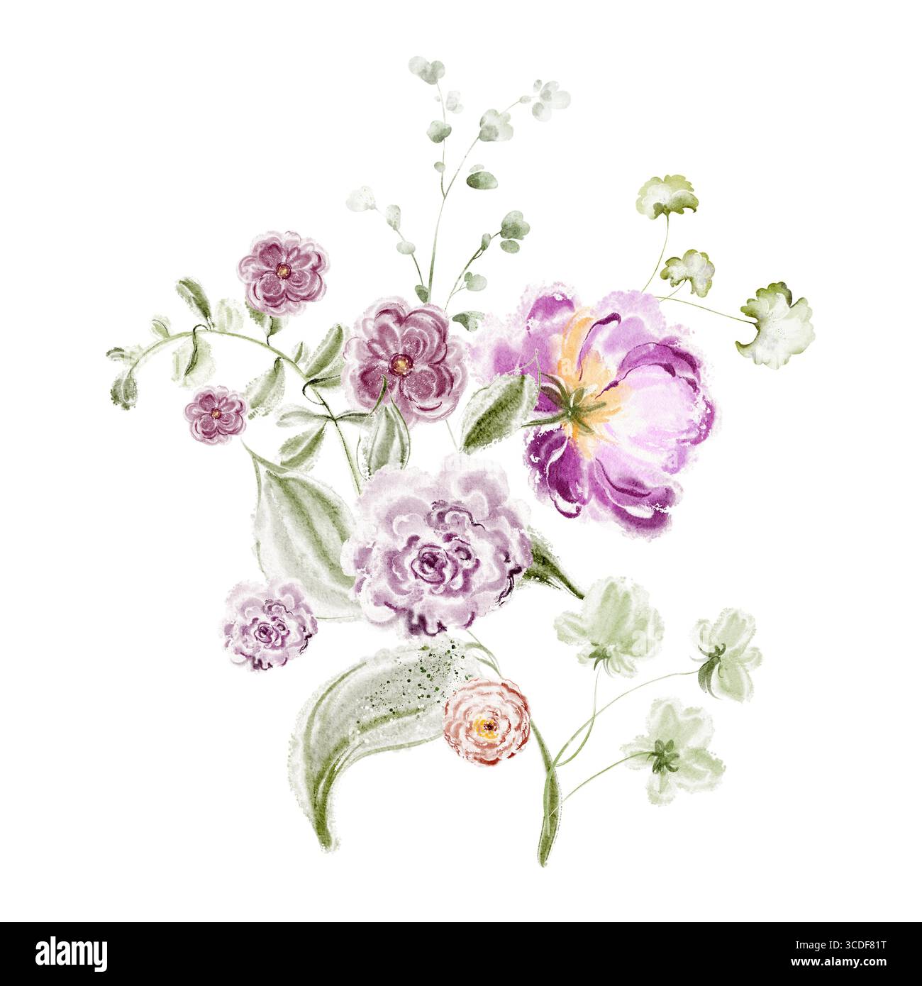 Bouquet de fleurs d'aquarelle avec petites fleurs Illustration de Vecteur