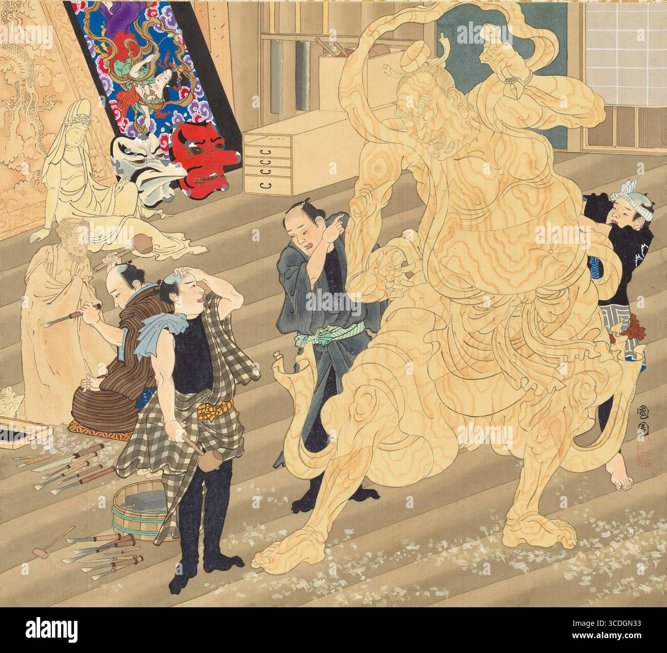 Scènes d'artisans , extrait de l'album 'Beauties, and Annual Events' de Toyohara Kunichika japonais en 1874 Banque D'Images