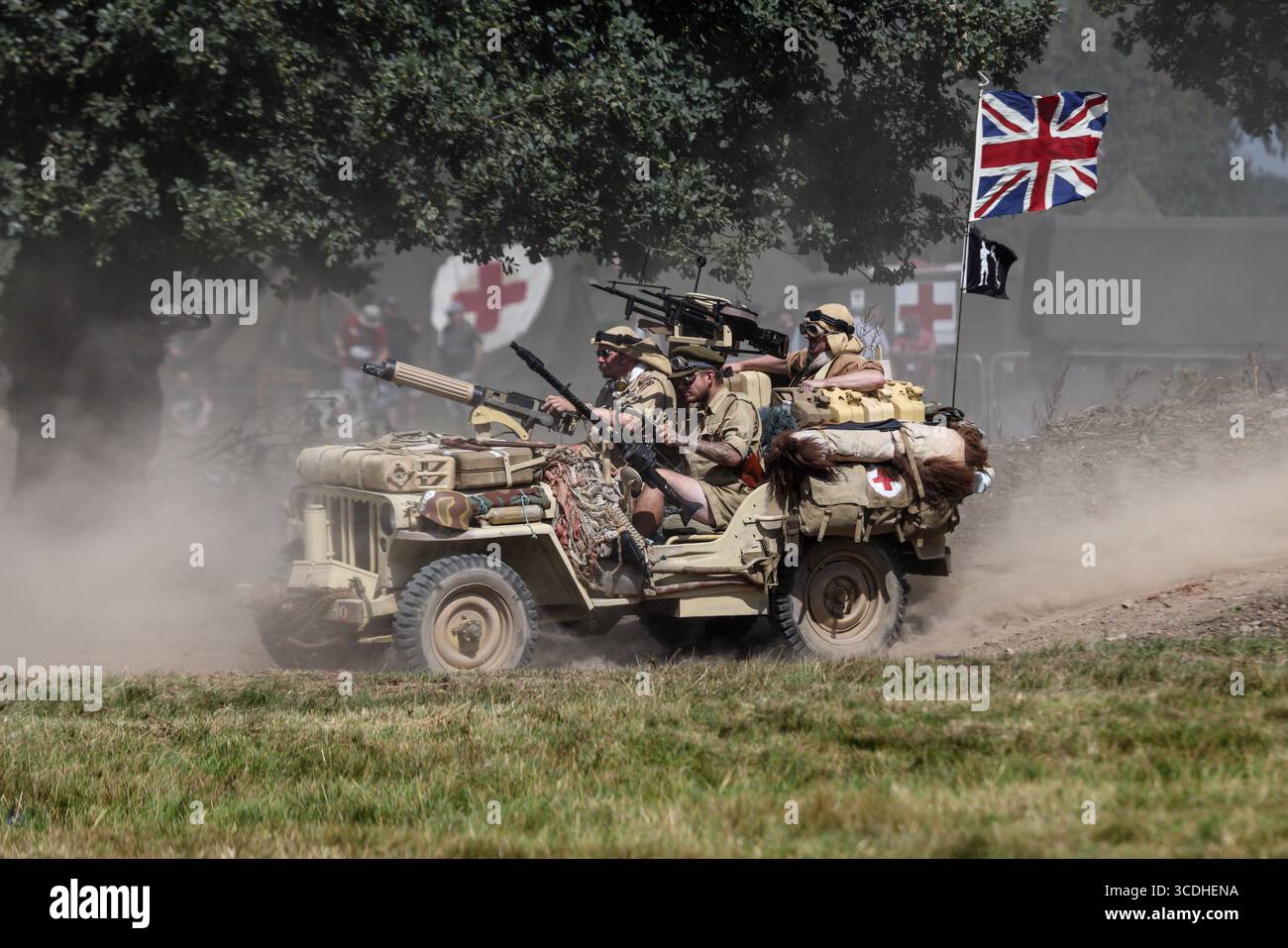 Une jeep du désert de la seconde Guerre mondiale, utilisée par le Special Air Service (SAS) et le long Range Desert Group (LRDG) pendant la seconde Guerre mondiale en Afrique. Yorkshire W. Banque D'Images