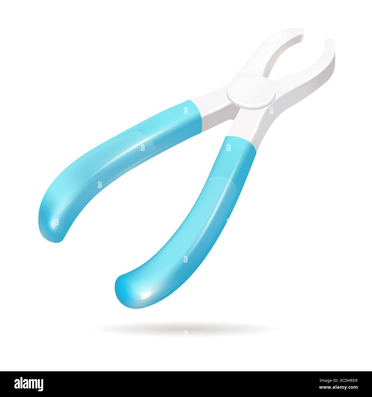 Pinces de dentiste pour extraction dentaire avec poignées bleues sur fond blanc, Illustration de Vecteur