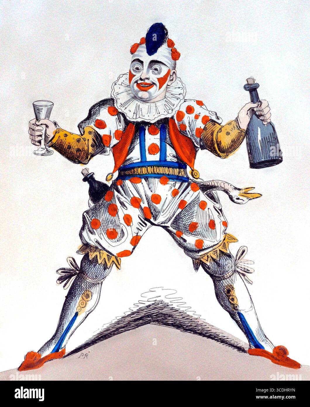 Joseph Grimaldi. Illustration de l'acteur, comédien et danseur anglais Joseph Grimaldi (1778-1837) dans le rôle du clown Joey, vers 1820 Banque D'Images