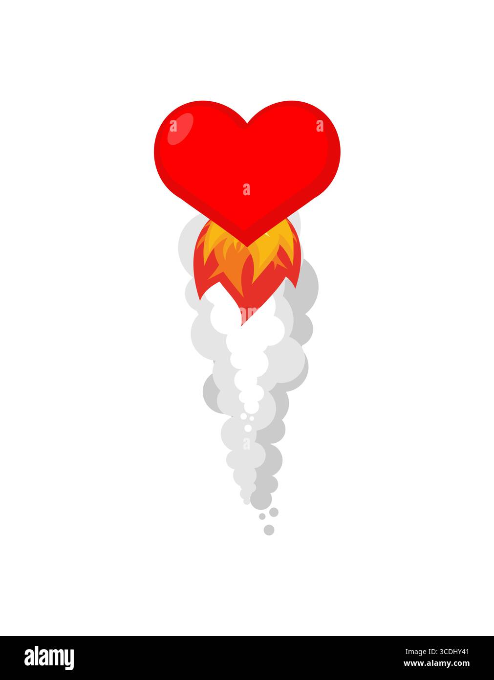Cœur rouge décollant comme une fusée, symbolisant l'amour passionné, la romance et l'excitation émotionnelle. Parfait pour la Saint-Valentin, les histoires d'amour, et cre Illustration de Vecteur