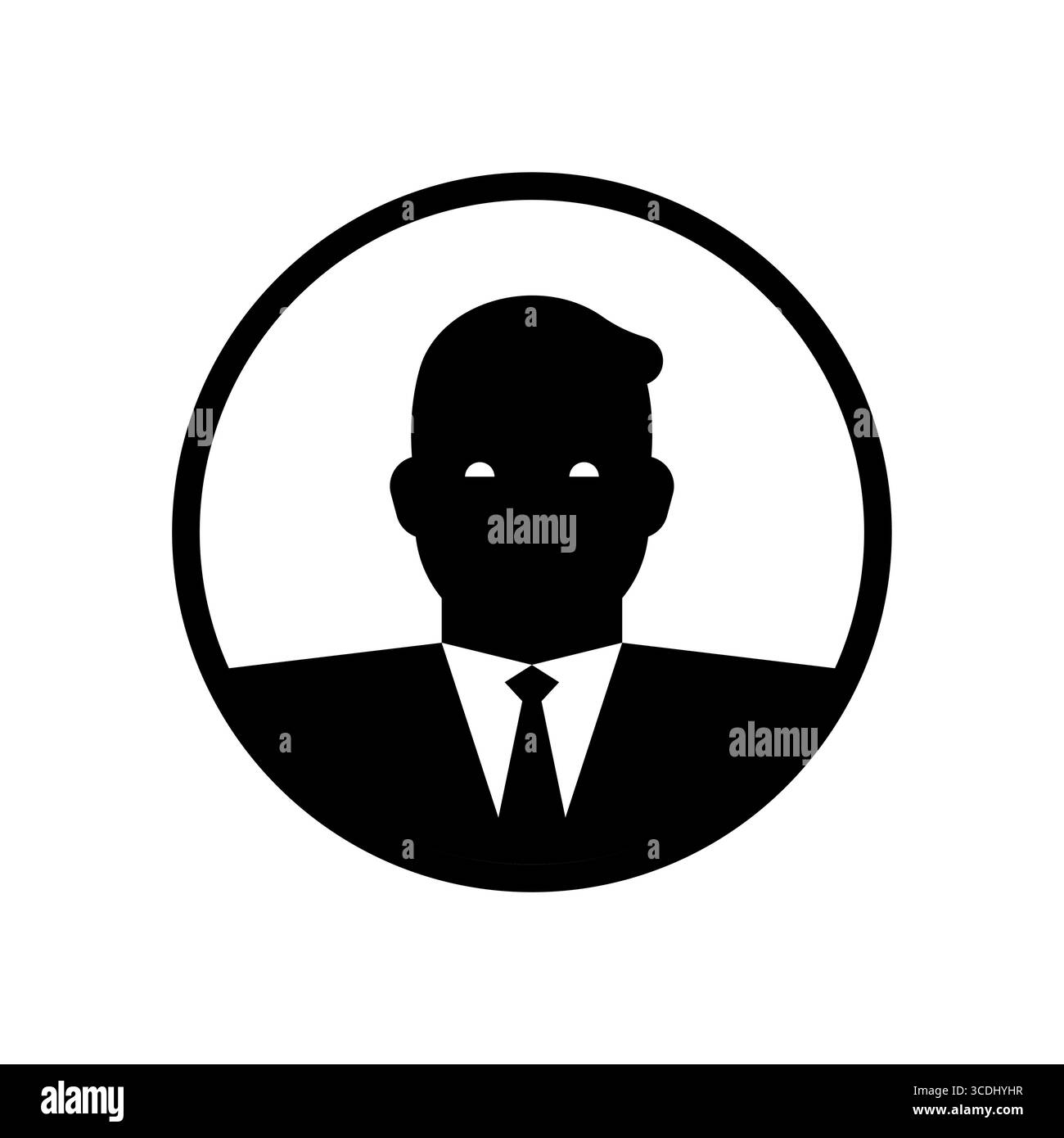 silhouette d'homme d'affaires à l'intérieur d'un cadre de cercle. Symbolise le profil d'entreprise, l'avatar, l'anonymat et le leadership. Convient pour le thème d'identité d'entreprise Illustration de Vecteur