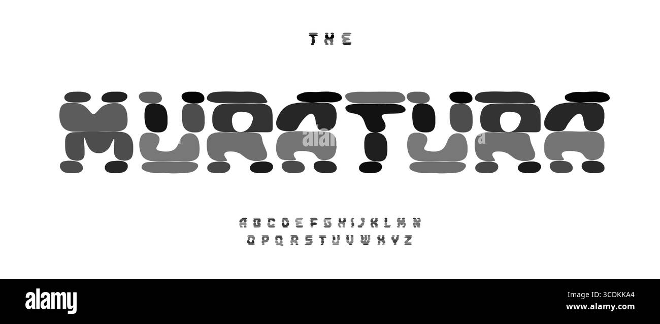 Zen Stone Alphabet, Blob Liquid font, Stacked Rocks police avec équilibre méditatif pour Wellness Eco Brand, produit biologique, Spa, Yoga, méditation Illustration de Vecteur