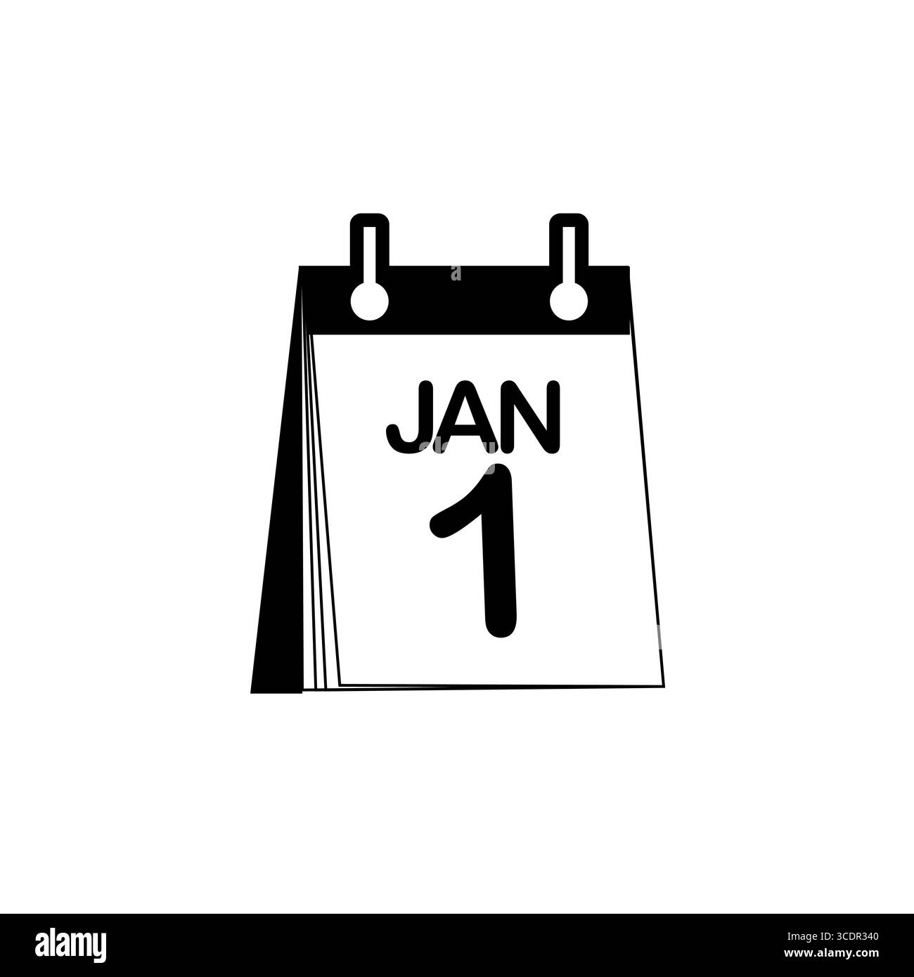 Icône calendrier 1er janvier. Vecteur du nouvel an. Conception de page de date. Symbole du premier jour. Illustration de Vecteur