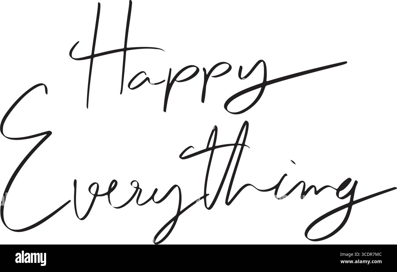 Happy Everything texte police calligraphie manuscrite lettrage script noir couleur Happy Thanksgiving jour automne automne saison novembre mois Thankful HAP Illustration de Vecteur