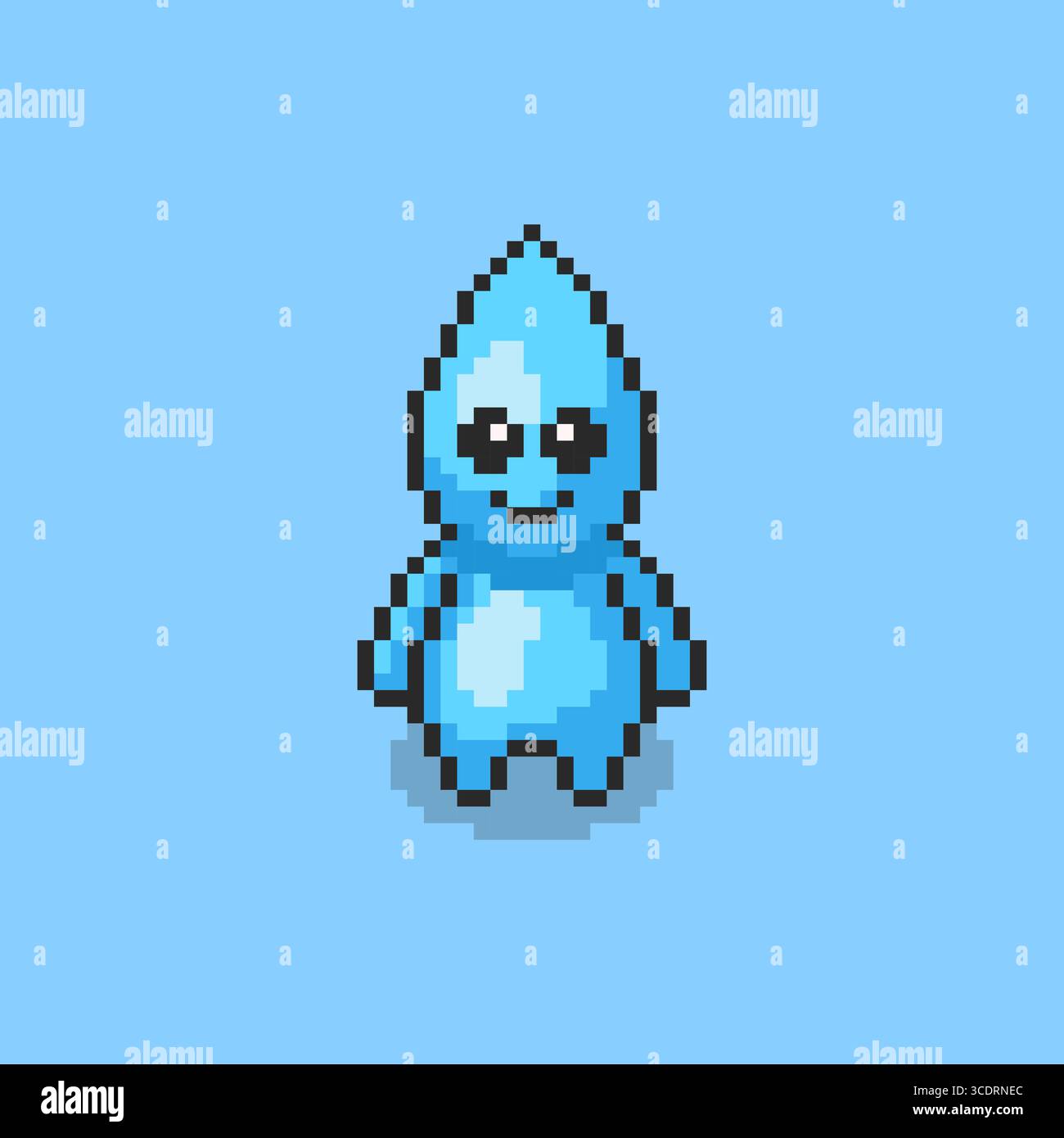 Design d'actif de jeu de personnage de goutte d'eau Pixel art Illustration de Vecteur