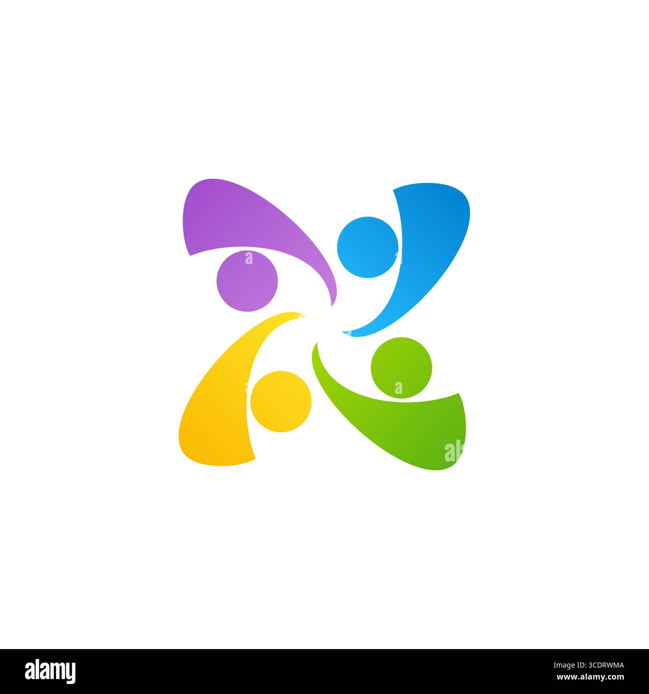 icône de logo de connexion de personnes de travail d'équipe de cercle, conception vectorielle d'icône de symbole de logo de groupe d'éducation abstraite Illustration de Vecteur