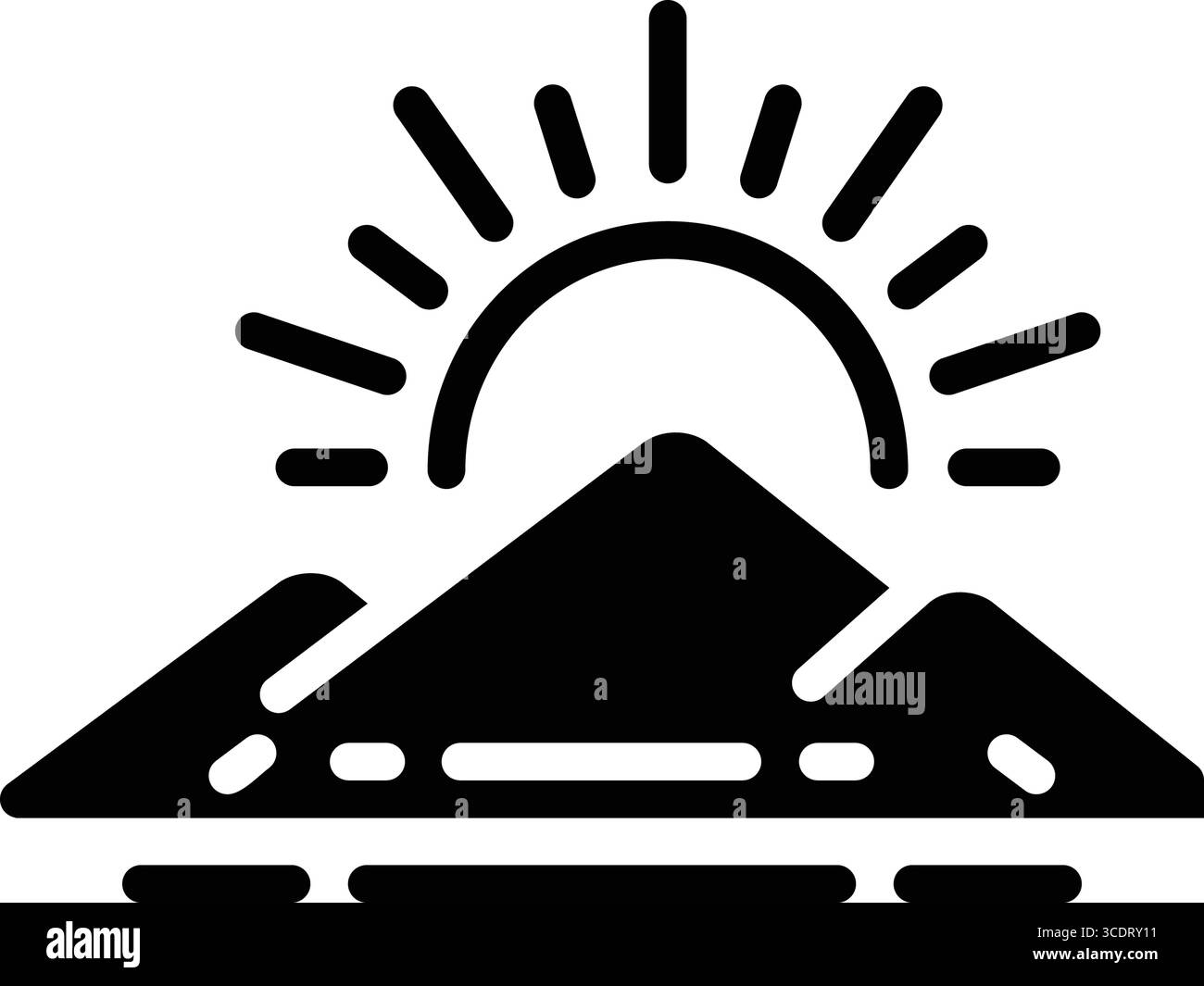 Icône pour le lever du soleil, l'aube Illustration de Vecteur