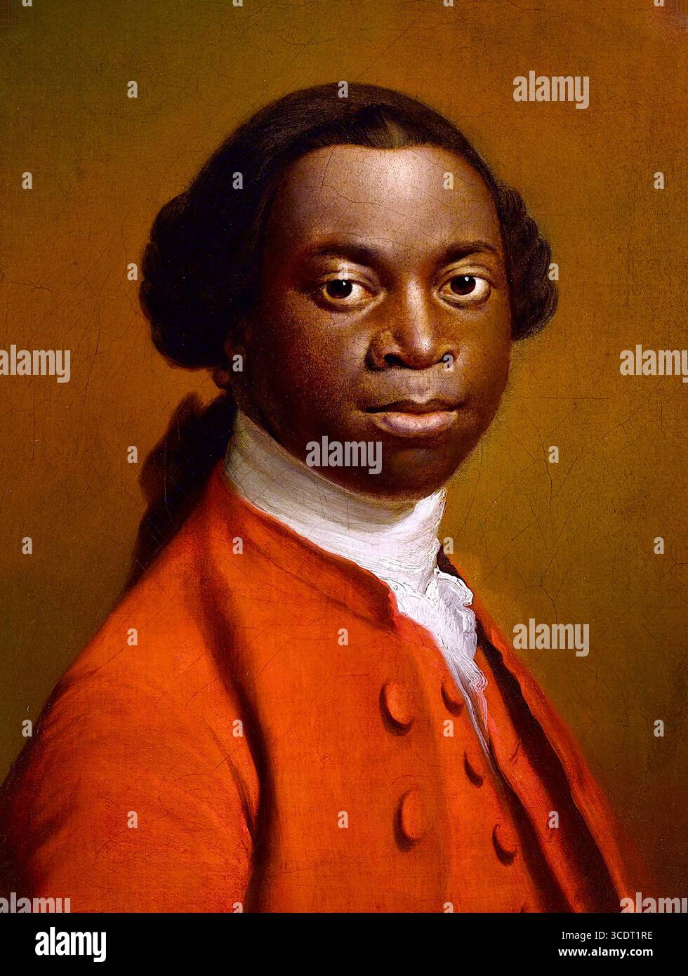 L'identité de l'homme dans est actuellement inconnue, il était auparavant pensé pour être Olaudah Equiano ou Ignatius Sancho - Portrait d'un homme dans un costume rouge Banque D'Images