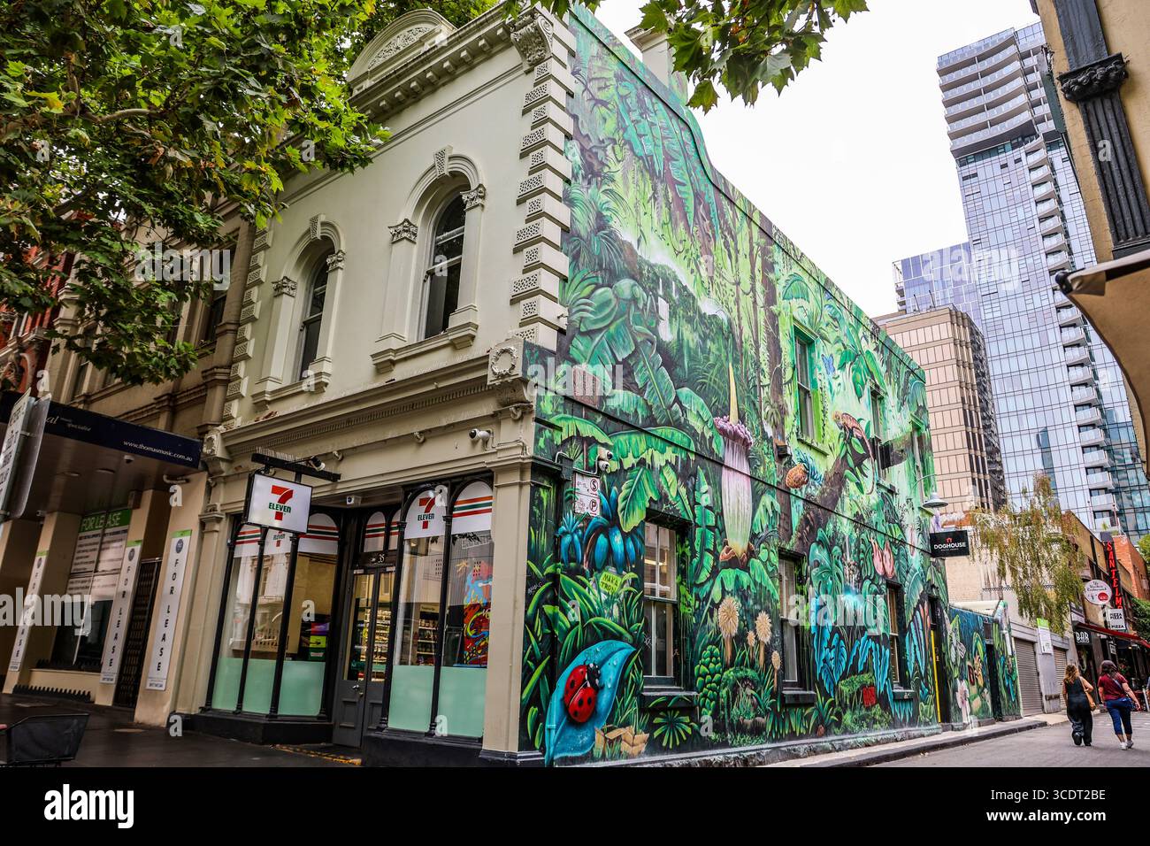 Façades de la fin du XIXe siècle et du début du XXe siècle, y compris les styles victorien, Fédération et entre-deux-guerres Eras, à Melbourne, Victoria, Aus Banque D'Images
