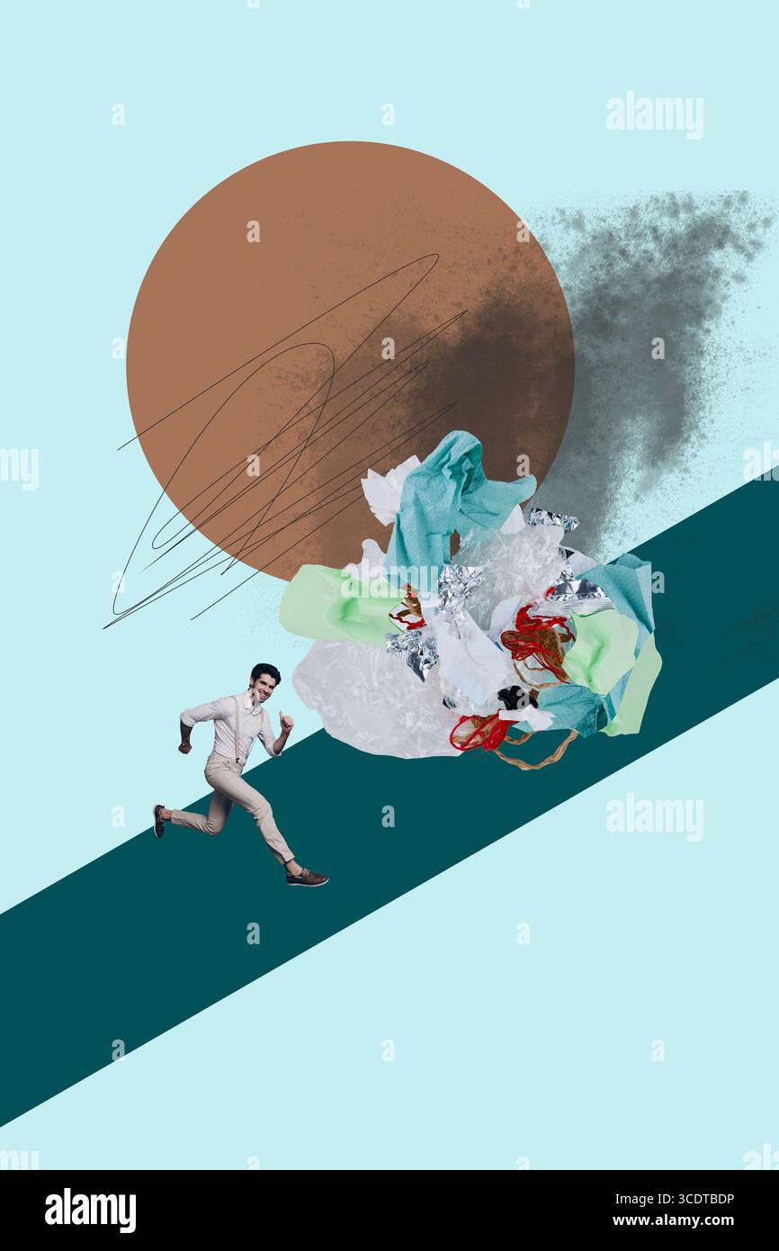 Collage moderne du jour de la terre montrant des collines de déchets mettant en évidence la pollution recyclage de l'utilisation du plastique volontaire attitude responsable de la planète Banque D'Images