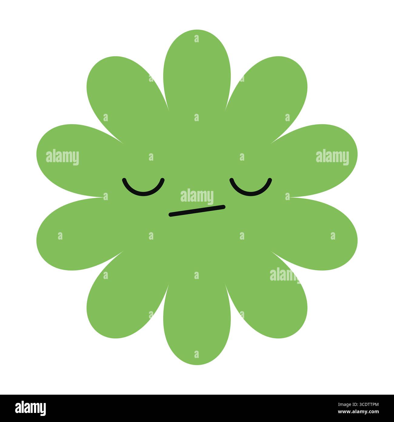 Illustration de fleur minimale avec un visage downcast. Des couleurs vives et des formes simples donnent vie à un personnage sombre Illustration de Vecteur