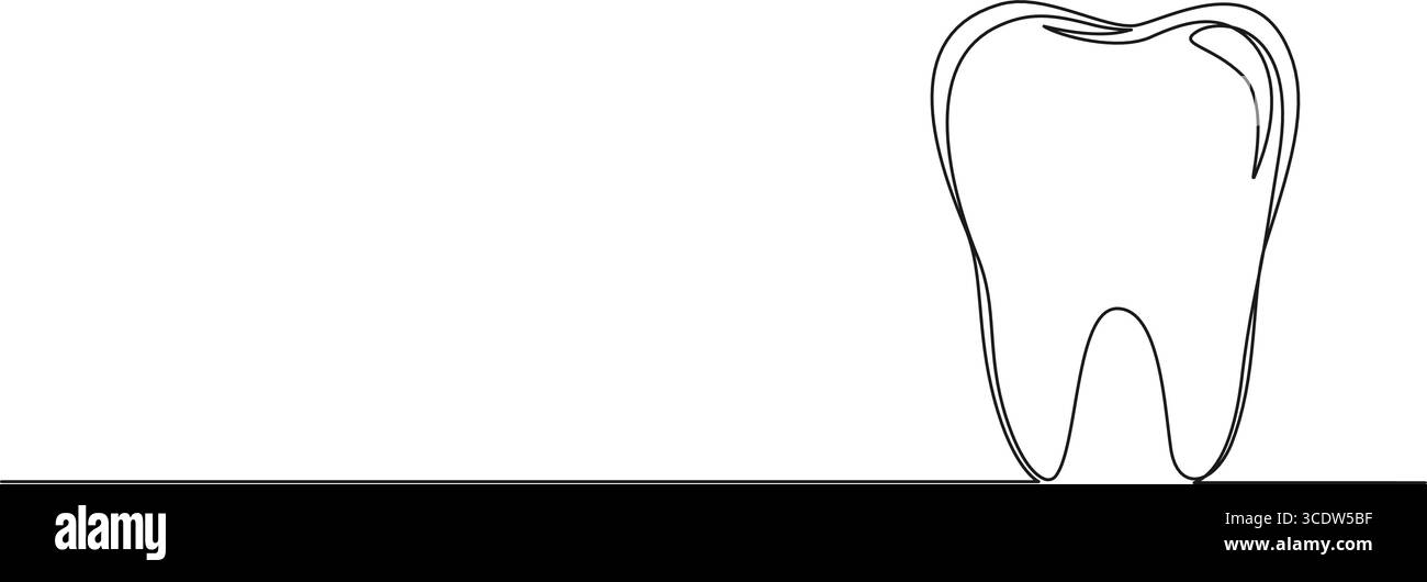 dessin simple continu de dent humaine, illustration vectorielle d'art au trait Illustration de Vecteur