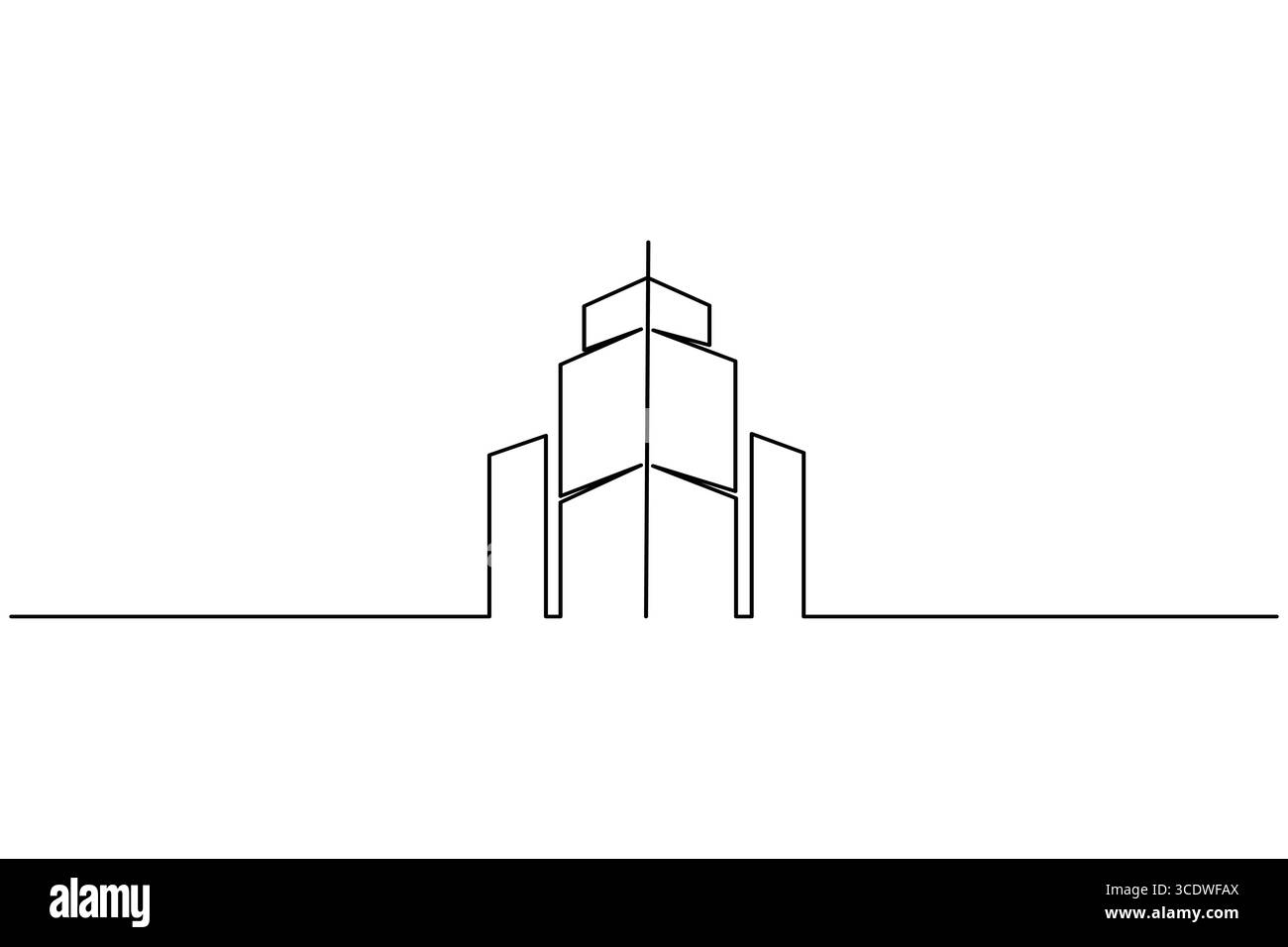 Dessin minimaliste continu d'une ligne d'un immeuble de bureaux moderne, parfait pour les concepts de conception architecturale Illustration de Vecteur