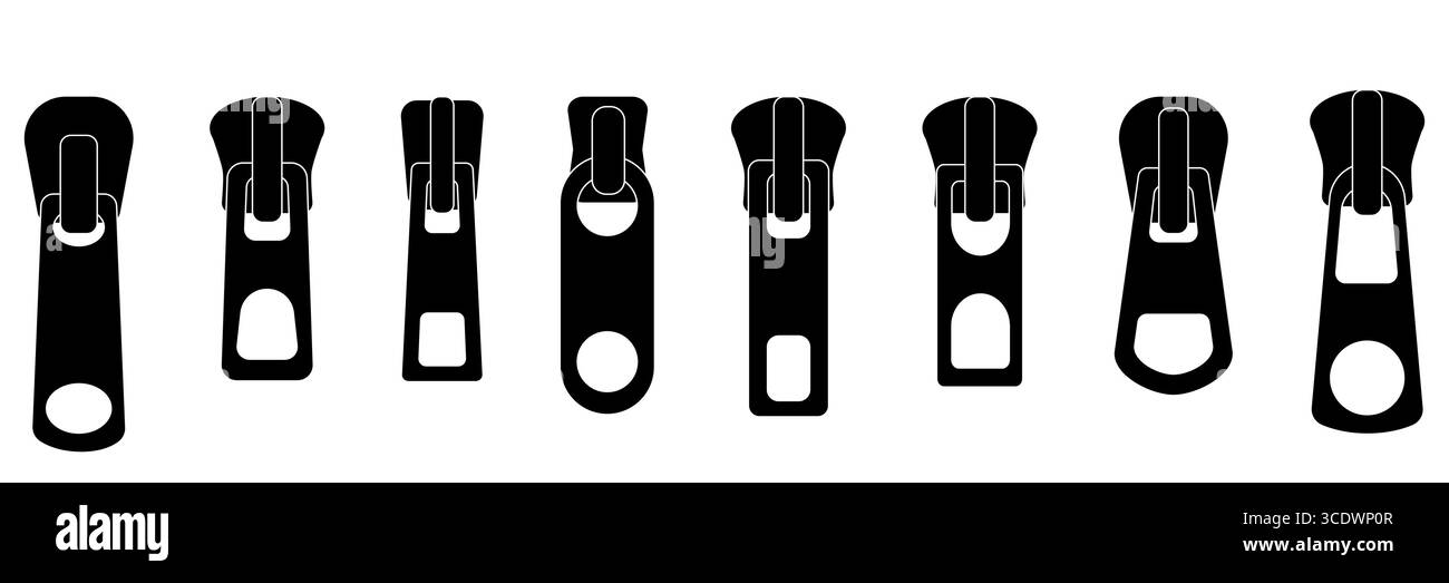 Elément de fermeture à glissière vectorielle. Croquis détaillé de la serrure à tirette à glissière pour sac à dos ou veste. Icône de clip de fermeture en métal dans un style CAO moderne. Mode Illustration de Vecteur