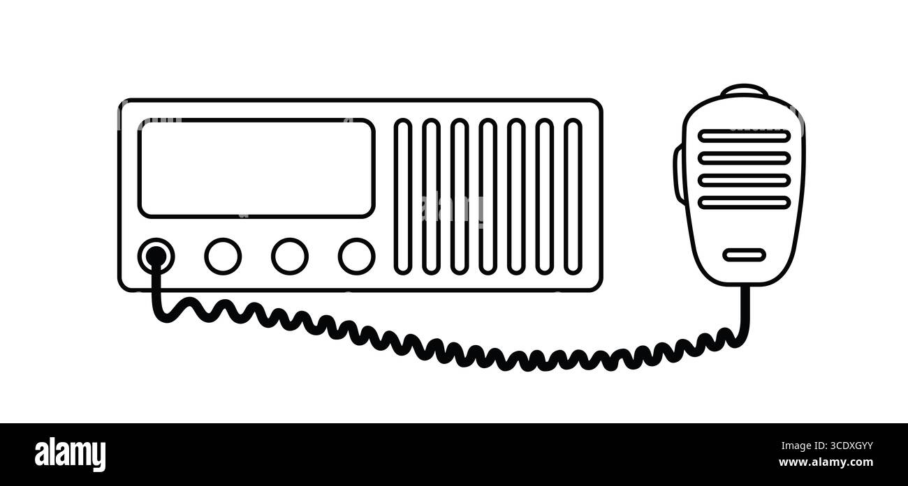 Voiture de dessin animé, radio de camion ou station de talkie-walkie. Walkie-talkie du camionneur. Transistor radio. Radios CB pour camionneurs. pour le transport de conducteur parlant Banque D'Images