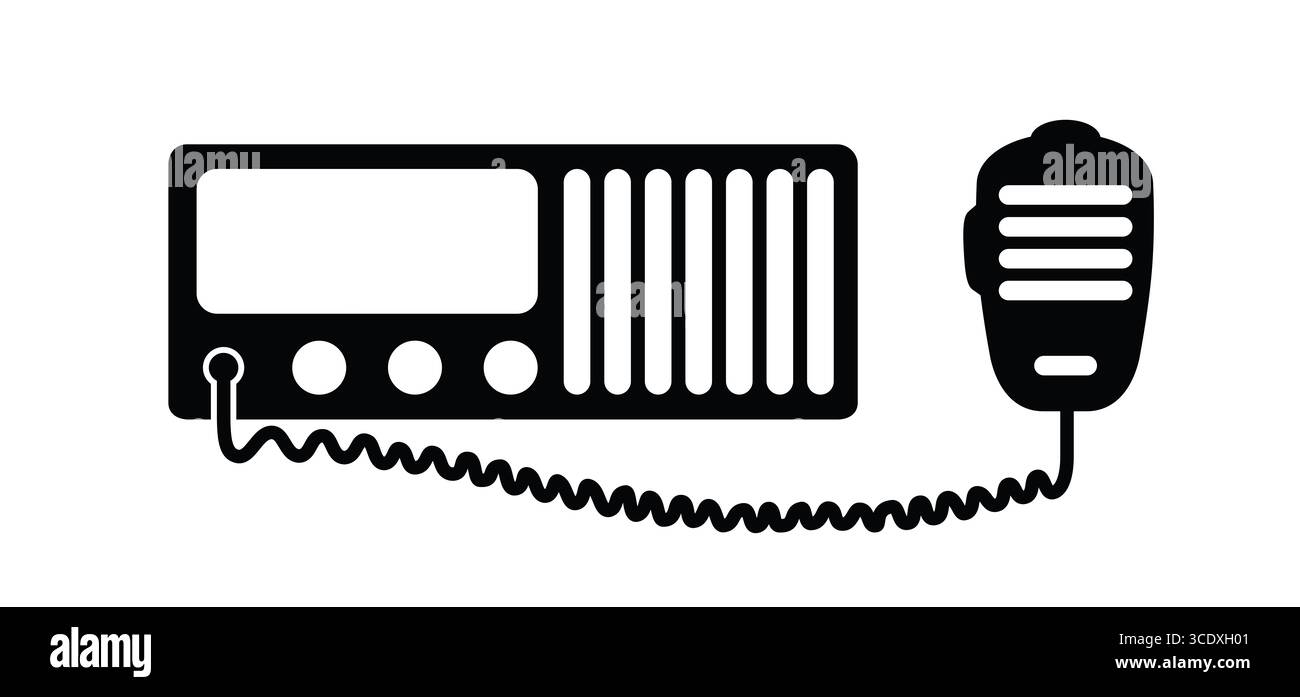 Voiture de dessin animé, radio de camion ou station de talkie-walkie. Walkie-talkie du camionneur. Transistor radio. Radios CB pour camionneurs. pour le transport de conducteur parlant Banque D'Images