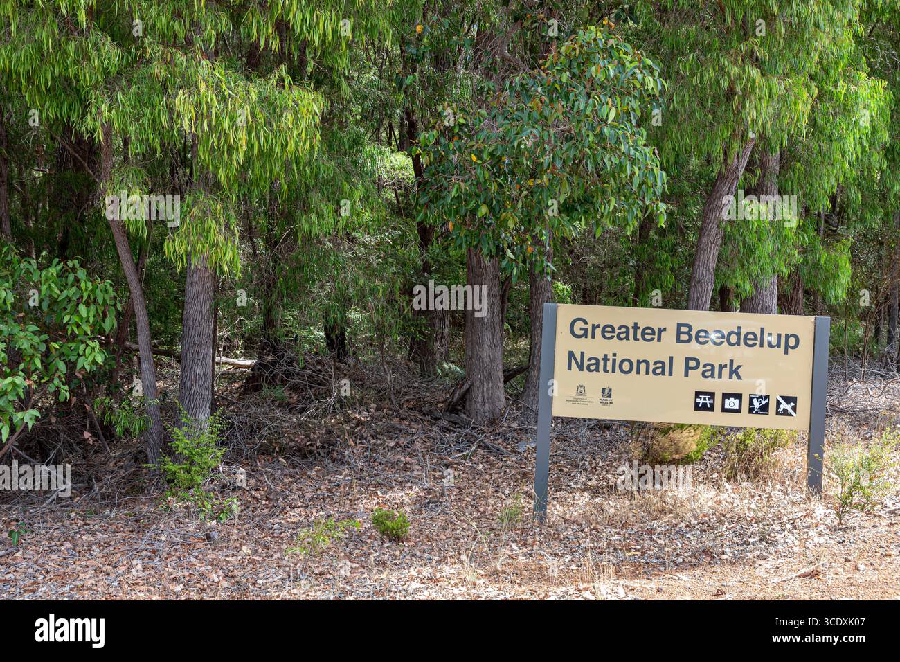 Un panneau pour le parc national Greater Beedelup près de Channybearup dans le comté de Manjimup dans la région SW de l'Australie occidentale WA Banque D'Images