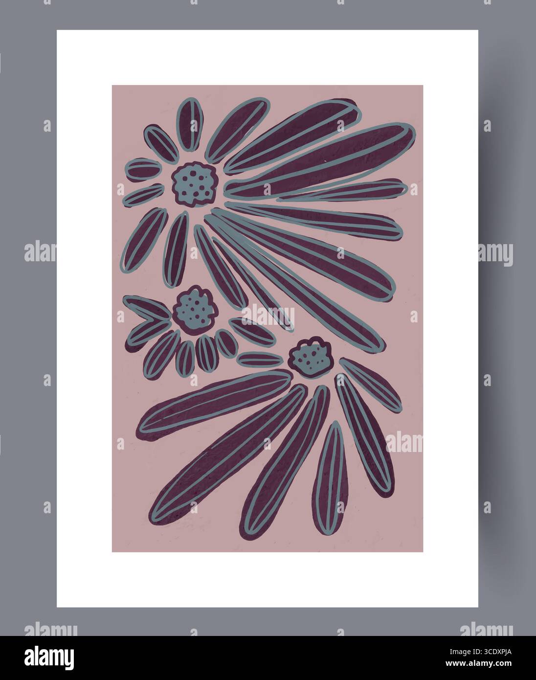 Un motif floral magnifiquement stylisé avec des couleurs vives et des formes uniques qui captivent Banque D'Images