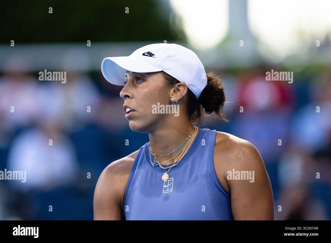 MASON, OHIO - 13 AOÛT : Madison Keys of USA regarde vers l'avant pendant le jour 7 de l'Open de Cincinnati au Lindner Family Tennis Center le 13 août 2025 à Mason, Ohio. (Photo de Mauricio Paiz) Banque D'Images