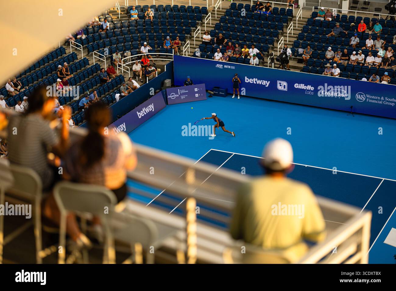 MASON, OHIO - 13 AOÛT : Madison Keys of USA en action pendant le jour 7 de l'Open de Cincinnati au Lindner Family Tennis Center le 13 août 2025 à Mason, Ohio. (Photo de Mauricio Paiz) Banque D'Images