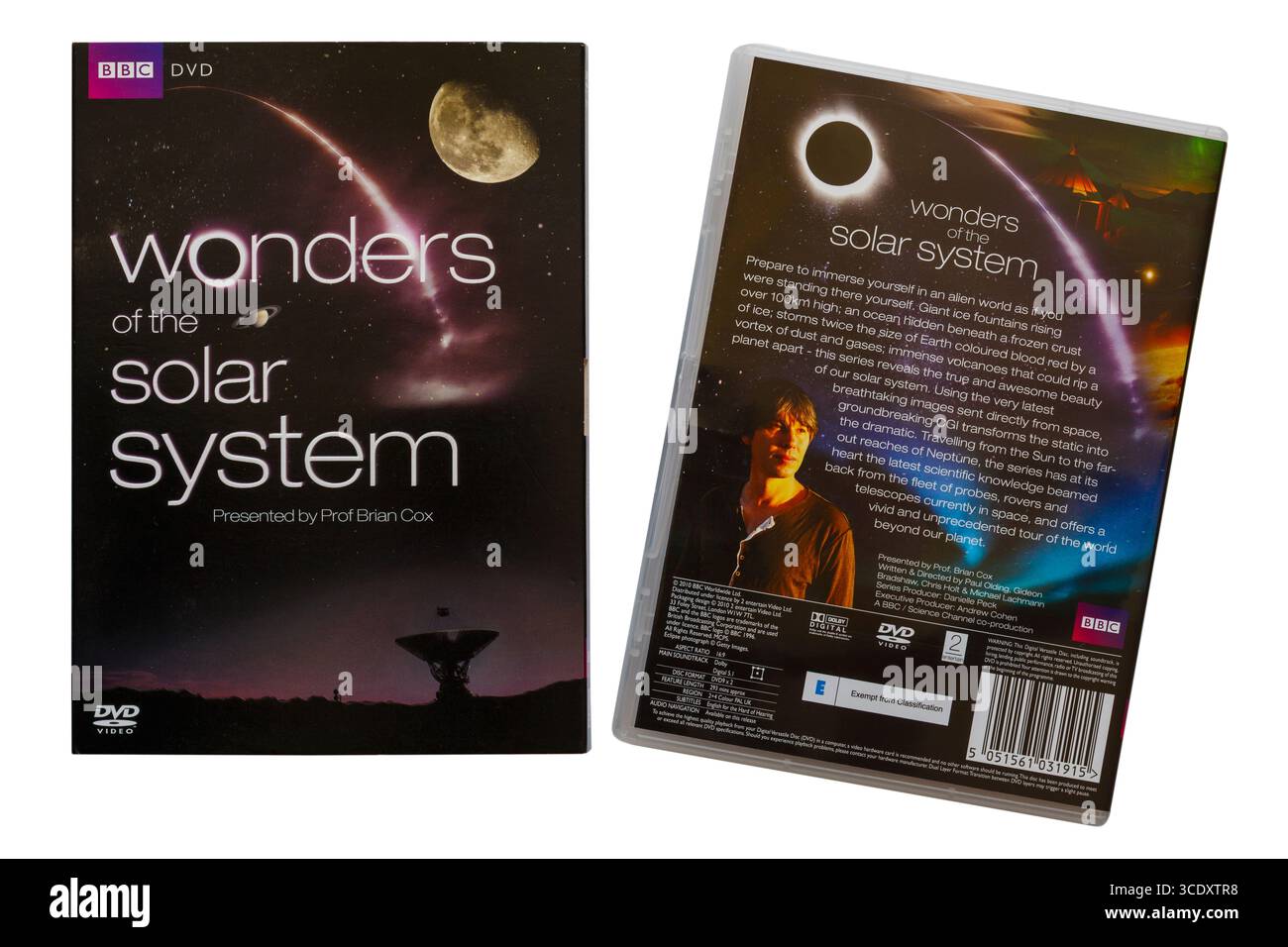 BBC Wonders of the Solar system DVD présenté par le Prof Brian Cox isolé sur fond blanc Banque D'Images