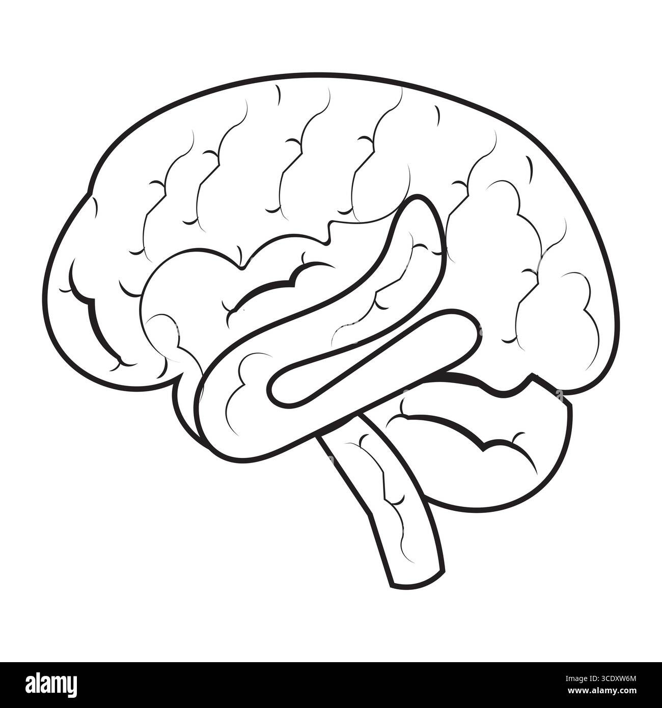 Icône de cerveau humain avec trait modifiable, illustration simple de diagramme de cerveau Illustration de Vecteur