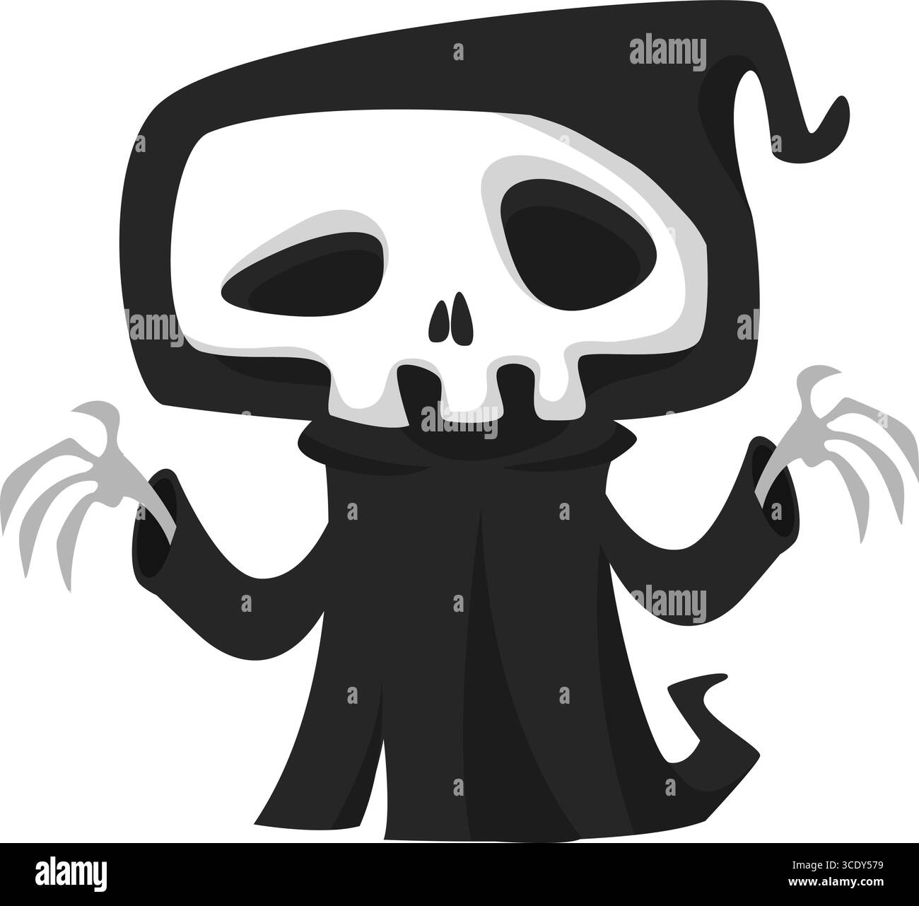 Dessin animé drôle de personnage de faucheuse sinistre. Illustration d'Halloween pour décoration de fête ou paquet. Isolé Illustration de Vecteur