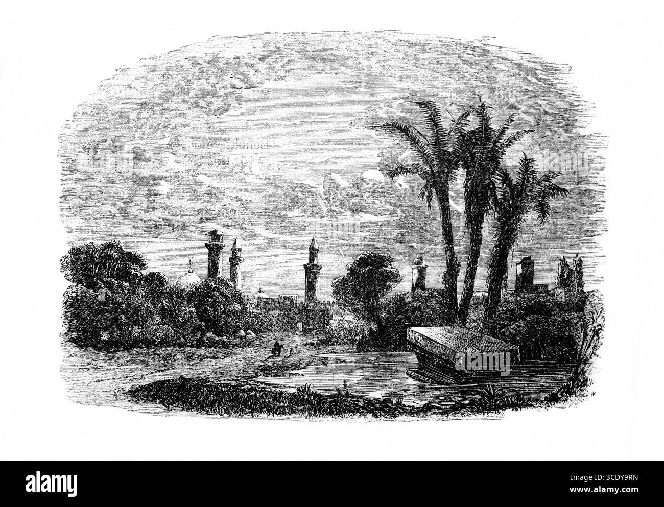 Illustration de Ramleh sur le site supposé d'Arimathée de l'Antiquité 19ème siècle la Sainte Bible contenant l'ancien et le Nouveau Testament avec Explanato Banque D'Images