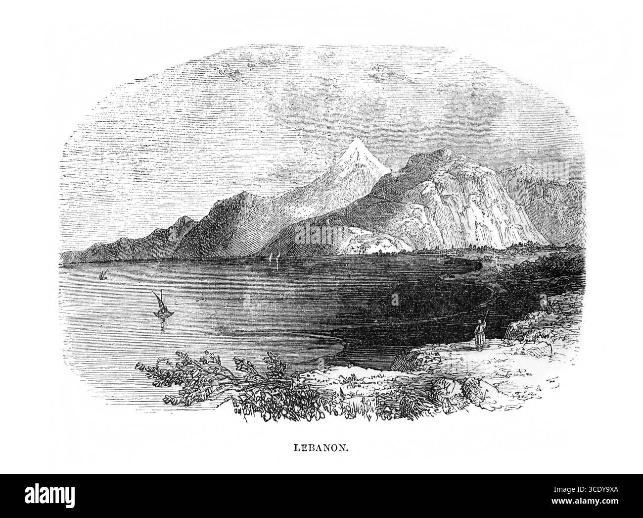 Illustration de la côte du Liban de l'Antiquité 19ème siècle la Sainte Bible contenant l'ancien et le Nouveau Testament avec Notes explicatives, références Banque D'Images