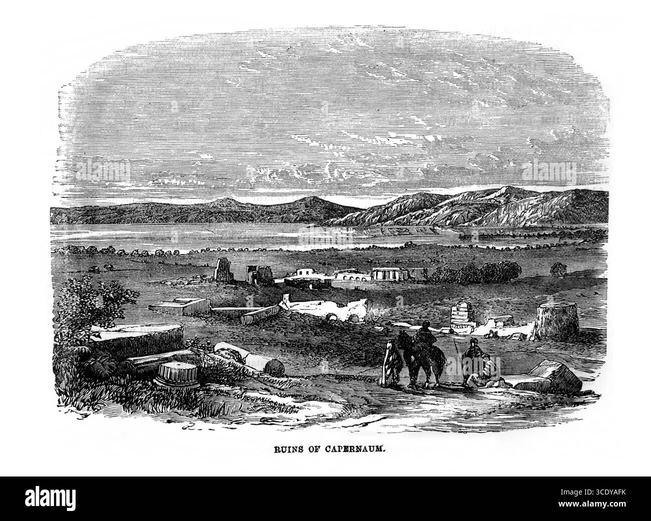 Illustration des ruines de Capernaum de l'Antiquité XIXe siècle la Sainte Bible contenant l'ancien et le Nouveau Testament avec Notes explicatives, Réferenc Banque D'Images