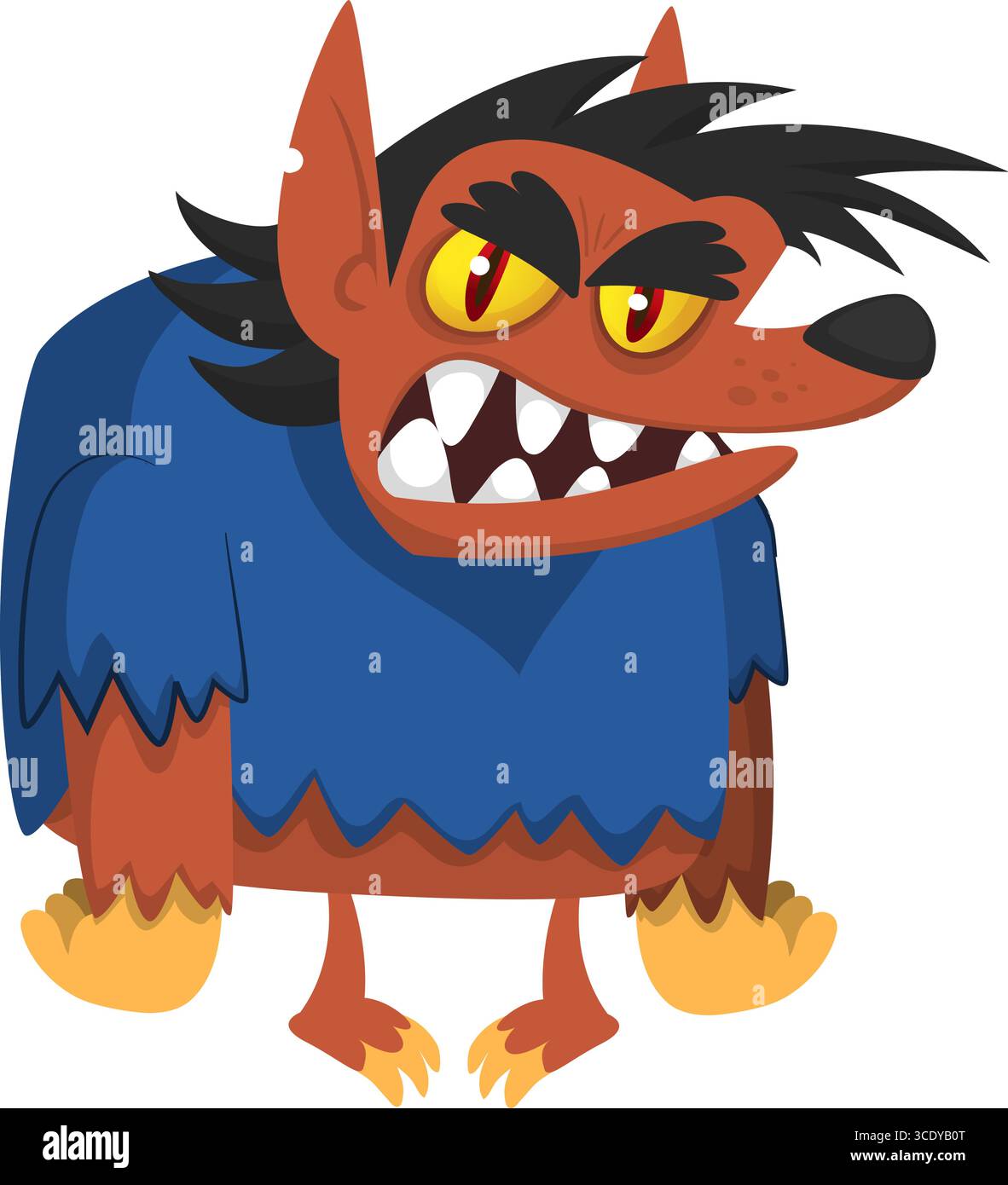 Personnage drôle de loup-garou de dessin animé pour la conception d'Halloween. Vecteur isolé Illustration de Vecteur