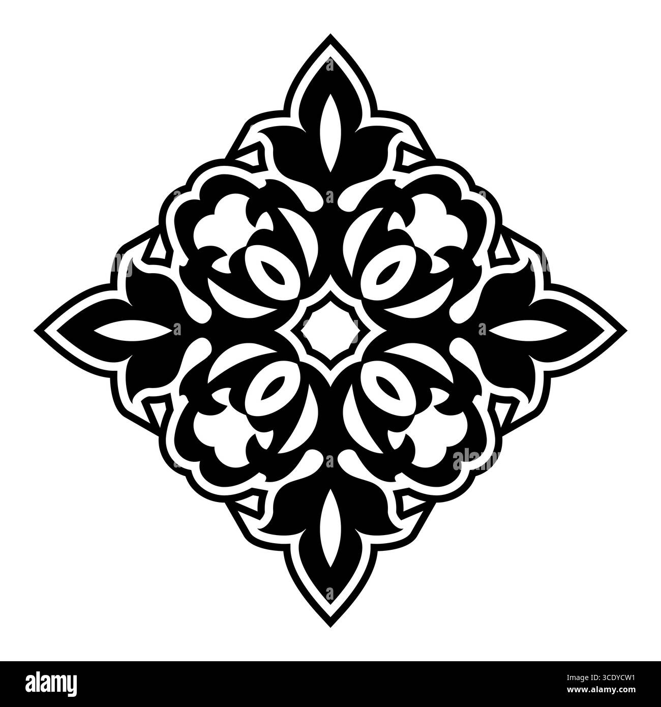 Ornement graphique Damas. Élément de design floral. Motif vectoriel noir Illustration de Vecteur
