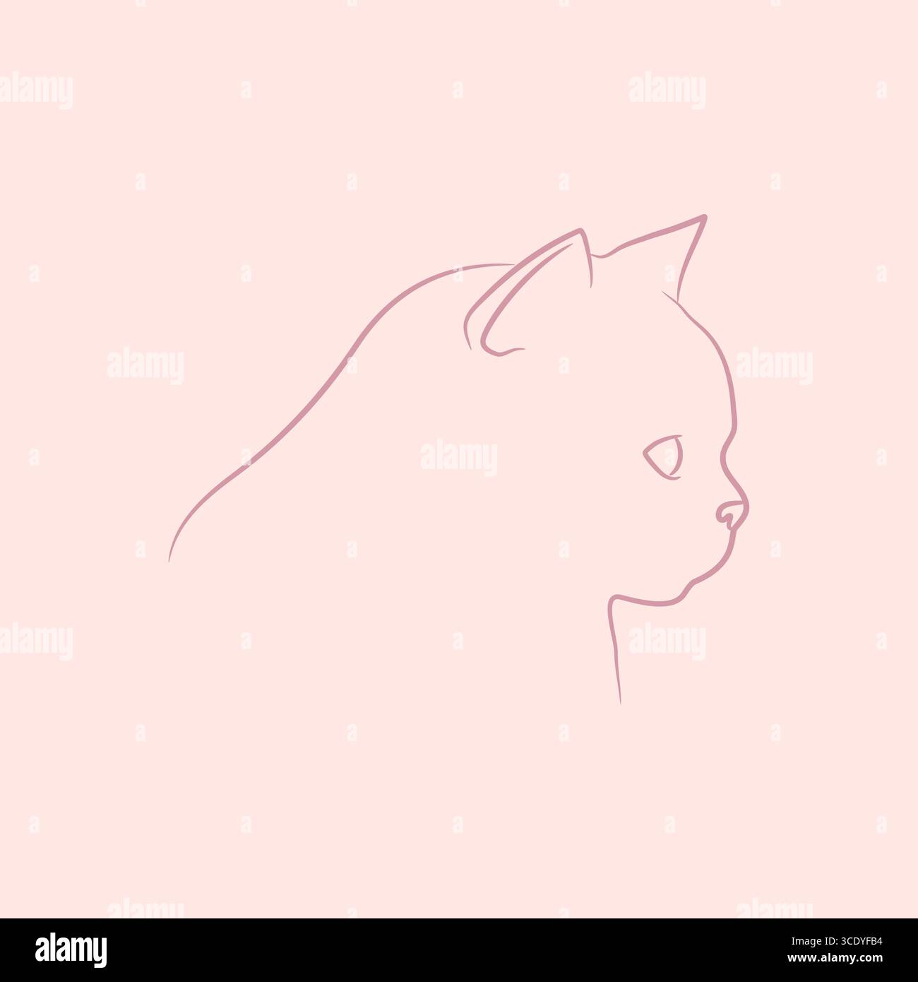 Contour d'un visage de chat, vue latérale. Esquisse d'une tête de chat en profil. Illustration vectorielle Illustration de Vecteur